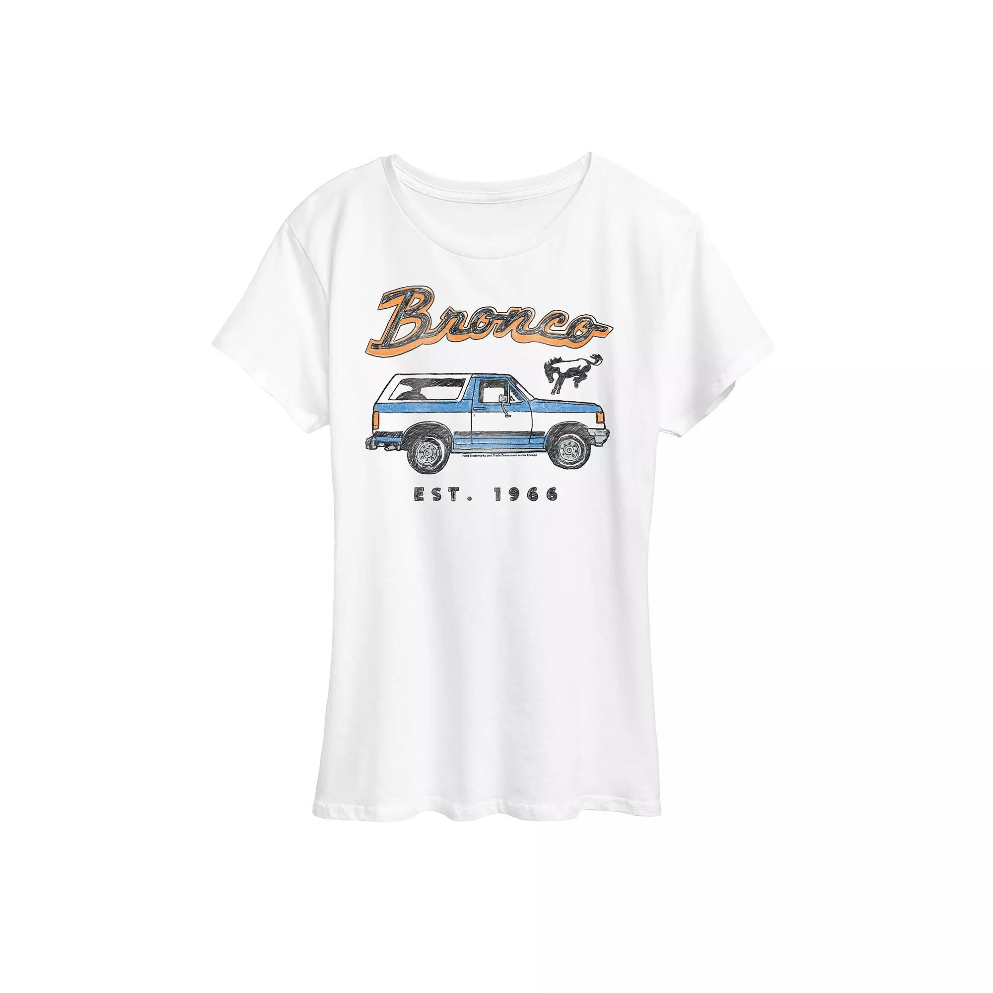 Women's Ford Bronco Est. 1966 Graphic Tee, Size: Medium, Grey Gray Product Image