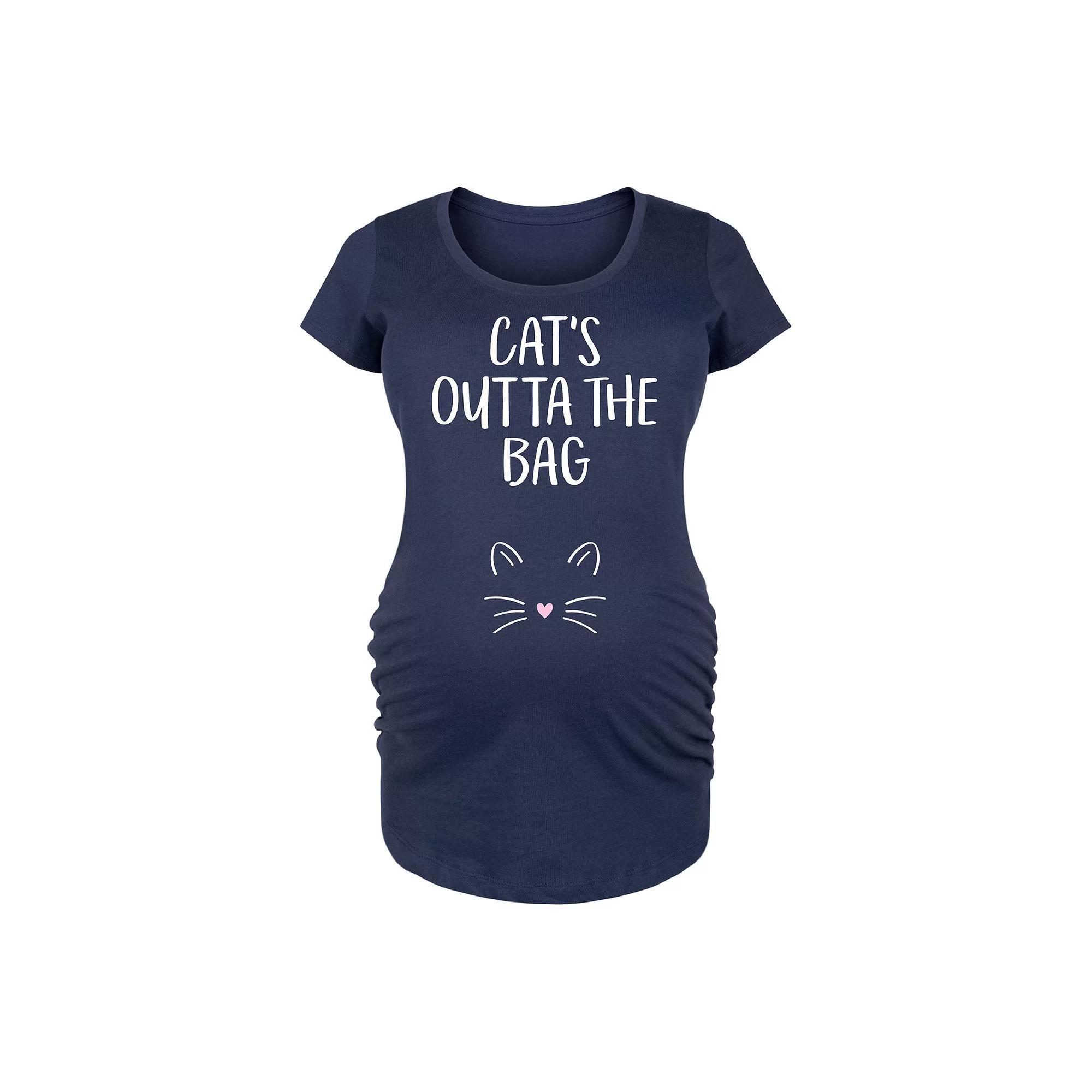 Maternity Cats Outta The Bag Graphic Tee, Womens Grey Dark Red Product Image