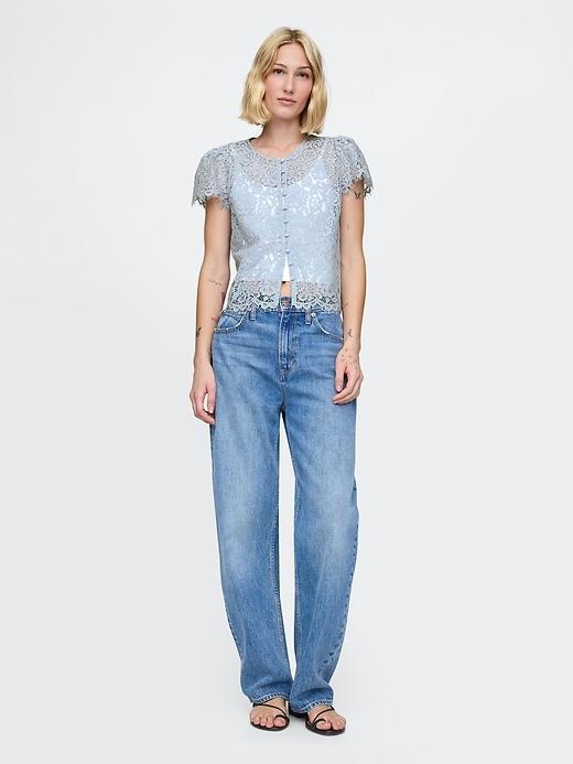 Cap-Sleeve Lace Top Product Image