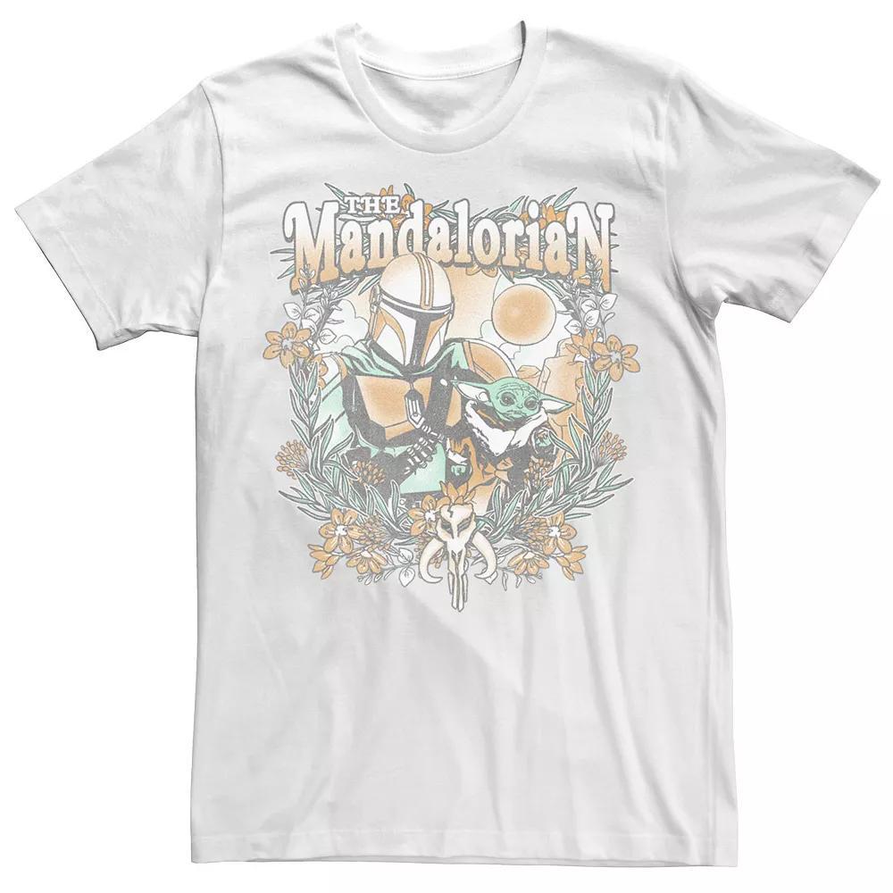Men's Star Wars: The Mandalorian & The Child Floral Portrait Tee, Size: Medium, White Product Image
