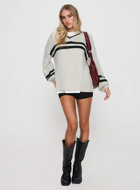 Mystique Knit Sweater Cream Product Image