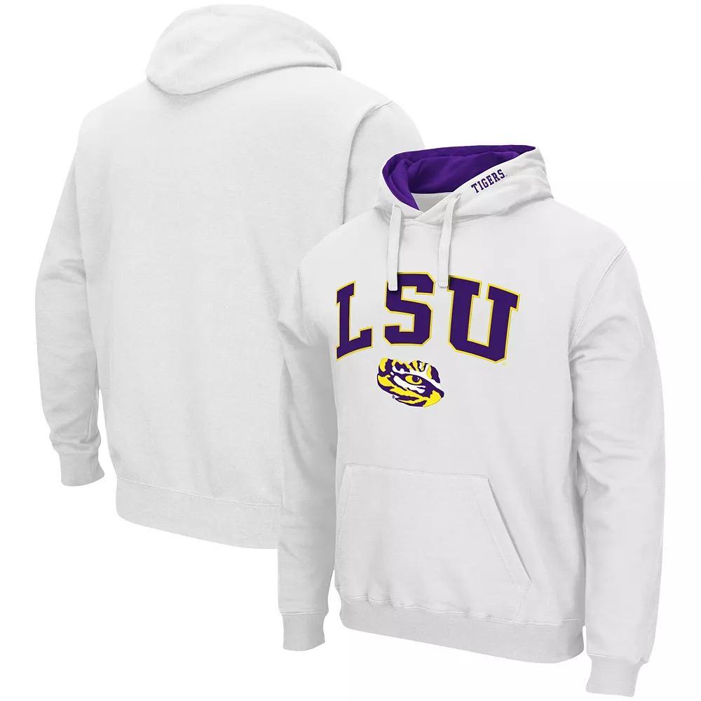 Men's Colosseum White LSU Tigers Arch & Logo 3.0 Pullover Hoodie, Size: 2XL Product Image