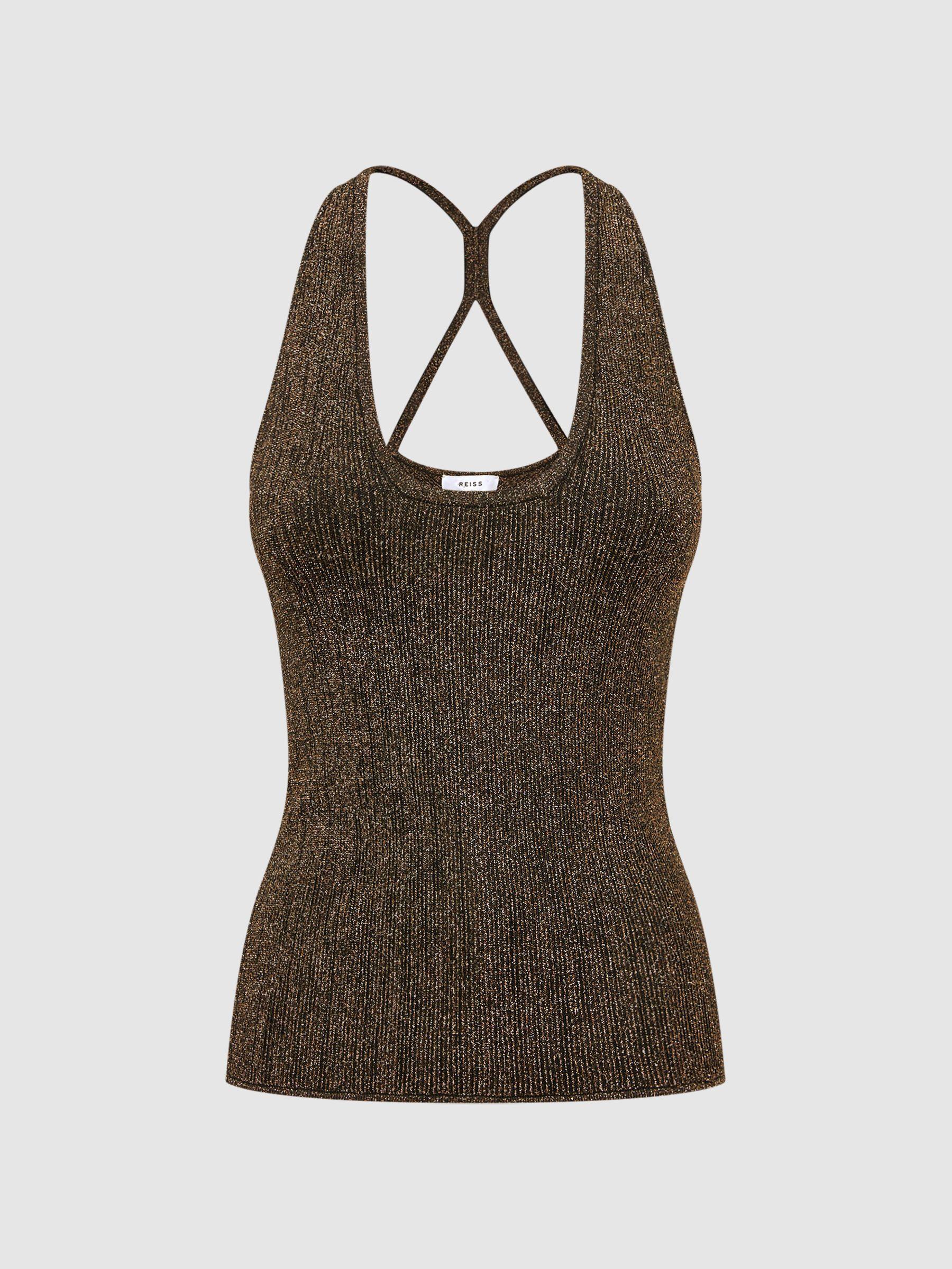 Metallic Racerback Vest in Bronze Product Image