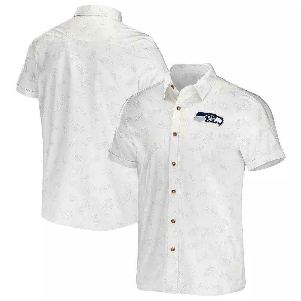 Men's NFL x Darius Rucker Collection by Fanatics White Seattle Seahawks Woven Button-Up T-Shirt, Size: Large Product Image