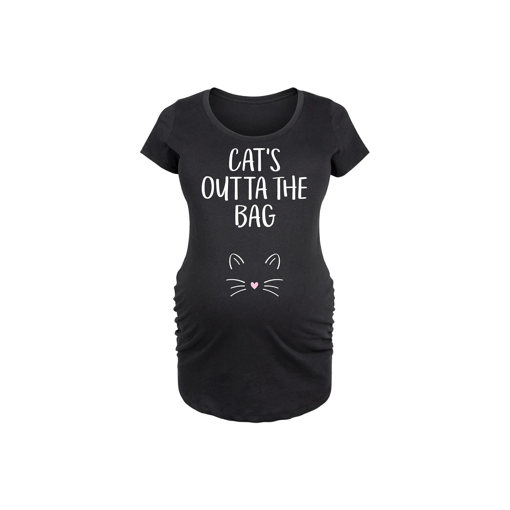 Maternity Cats Outta The Bag Graphic Tee, Womens Grey Dark Red Product Image