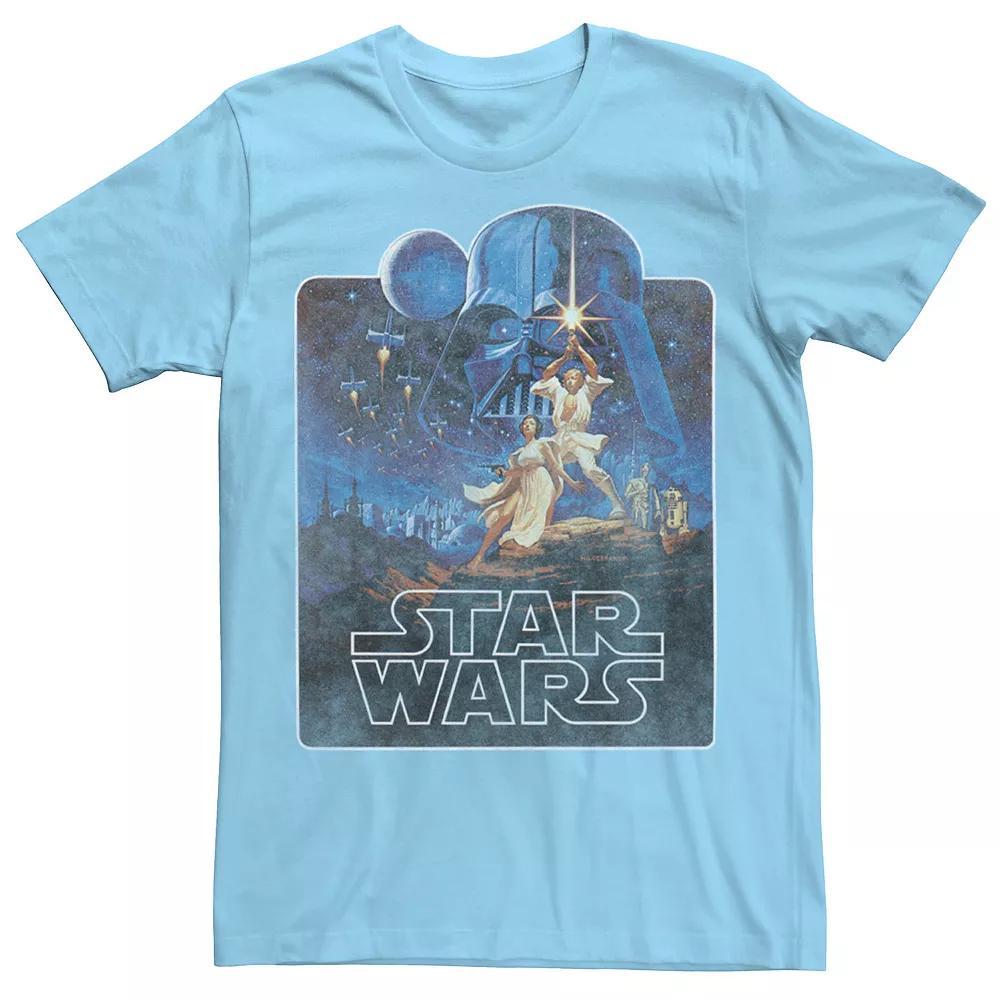 Men's Star Wars Epic Classic New Hope Vintage Poster Badge Tee, Size: Medium, Light Blue Product Image