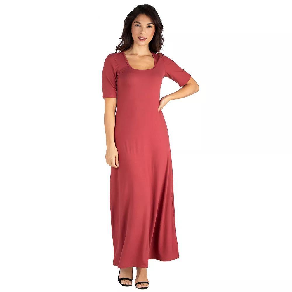 Women's 24seven Comfort Apparel Scoopneck Maxi Dress, Size: XL, Brown Product Image