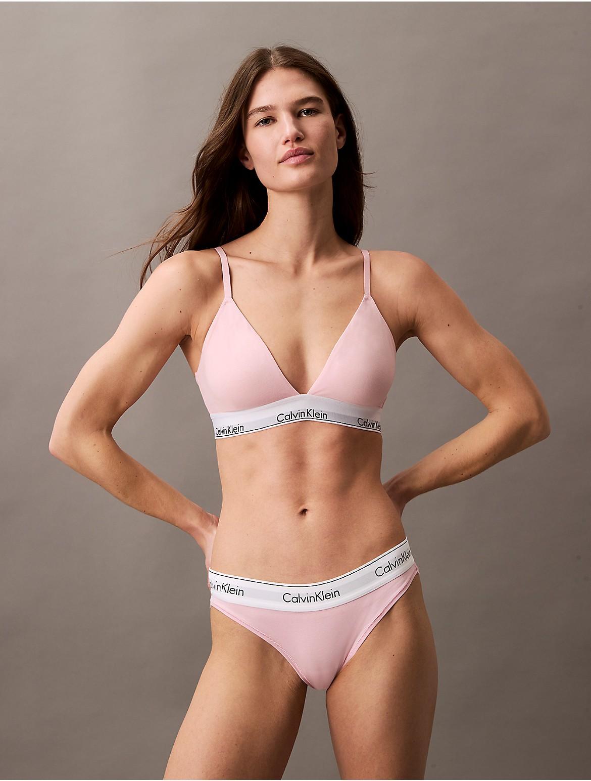 Calvin Klein Womens Icon Cotton Modal Lightly Lined Triangle Bralette - Orange Product Image