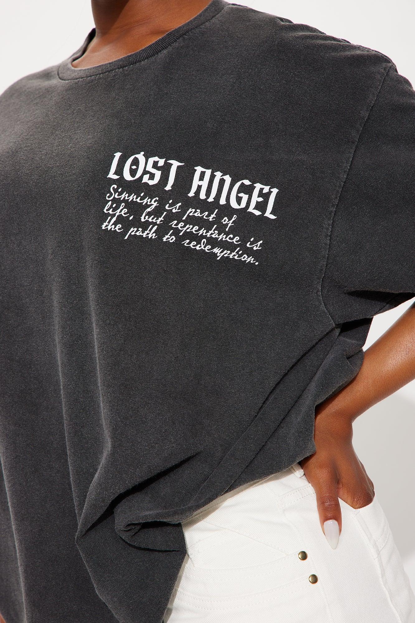 Lost Angel Washed Tee  - Black Wash Product Image
