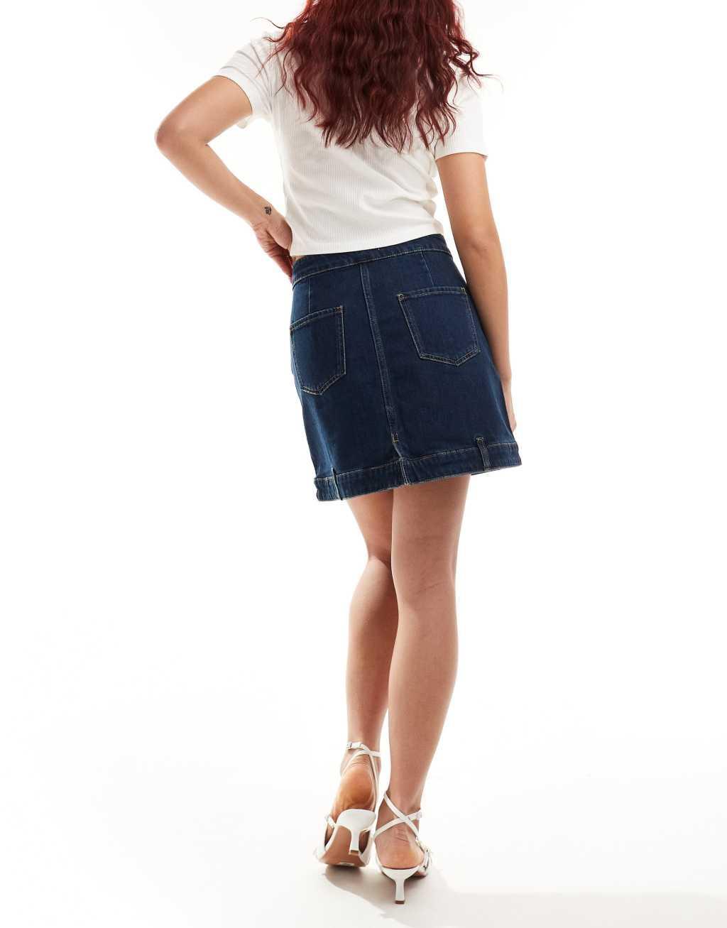 Urban Revivo a-line denim mini skirt in indigo  Product Image