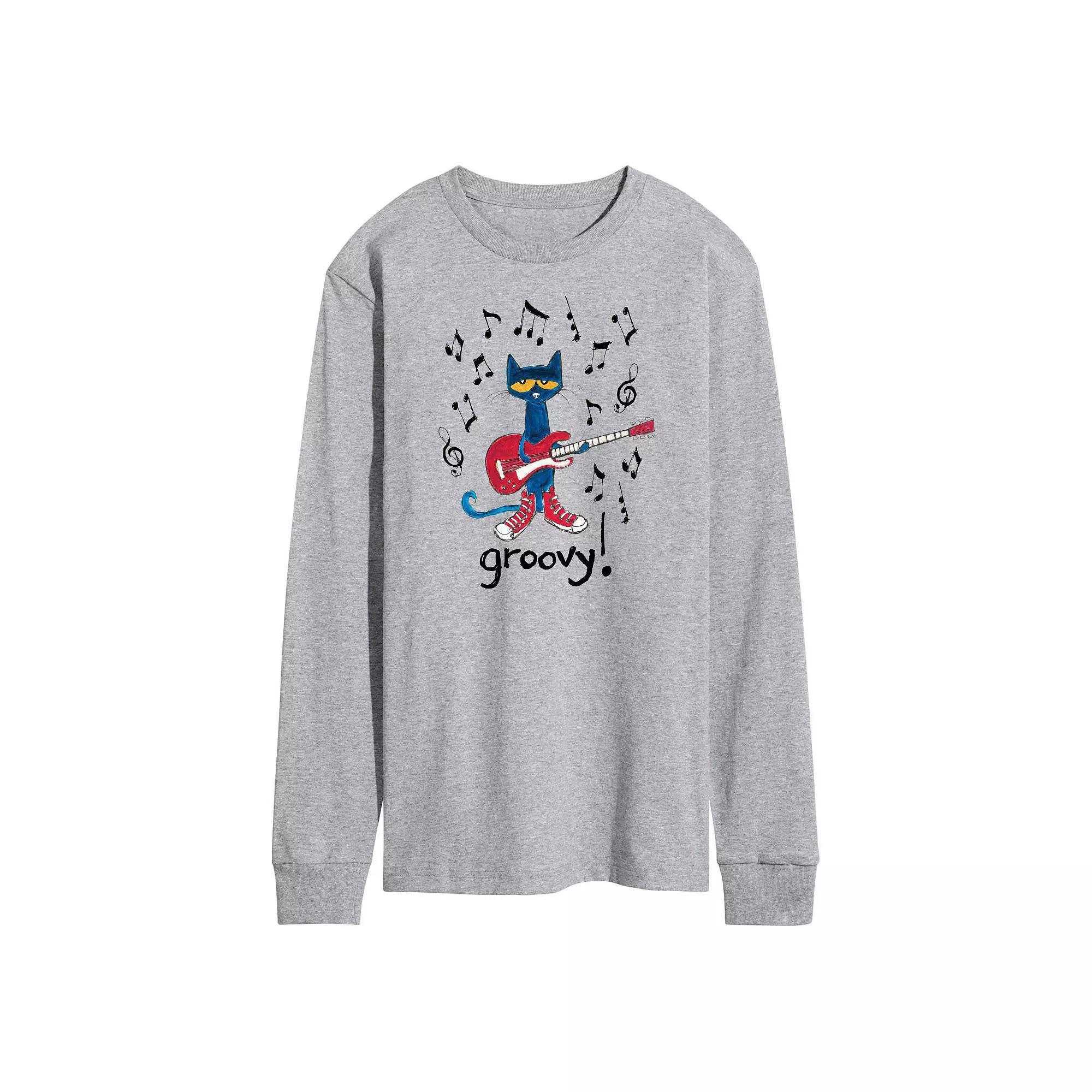 Mens Pete the Cat Guitar Groovy Long Sleeve Graphic Tee Product Image