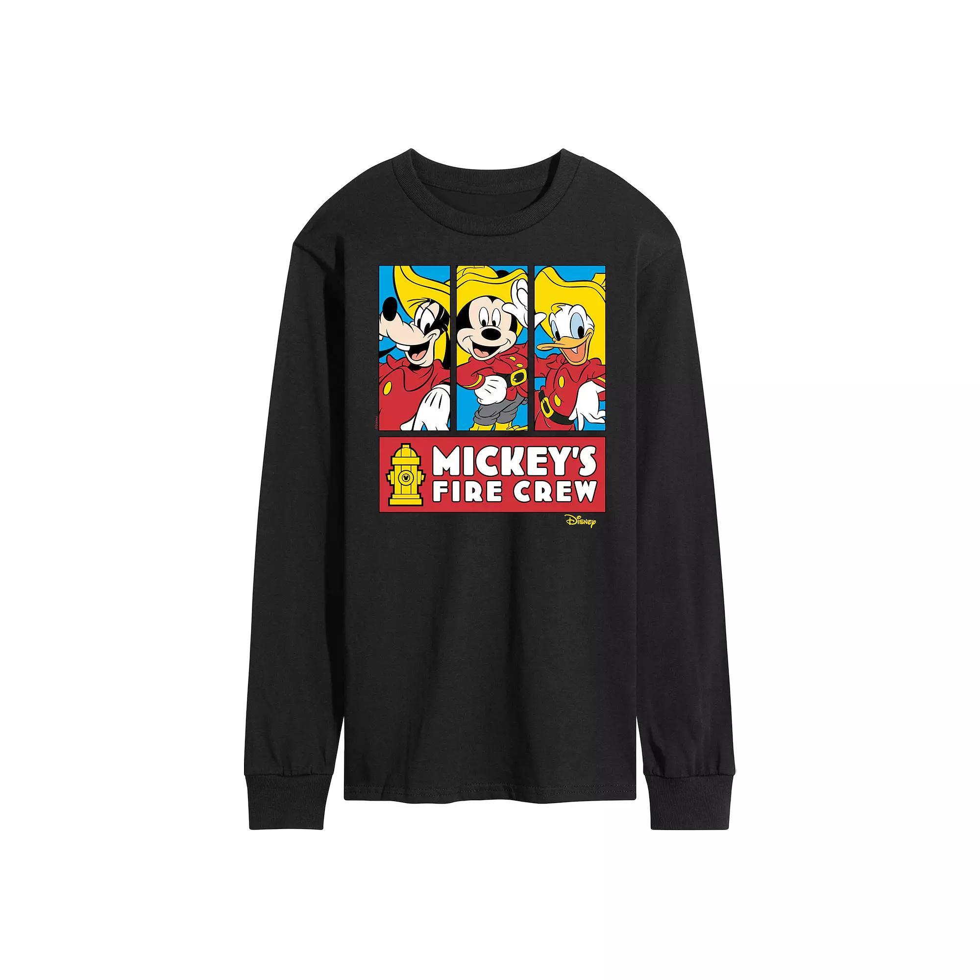 Disney's Mickey Mouse & Friends Men's Fire Crew Long Sleeve Graphic Tee, Size: XL, Black Product Image