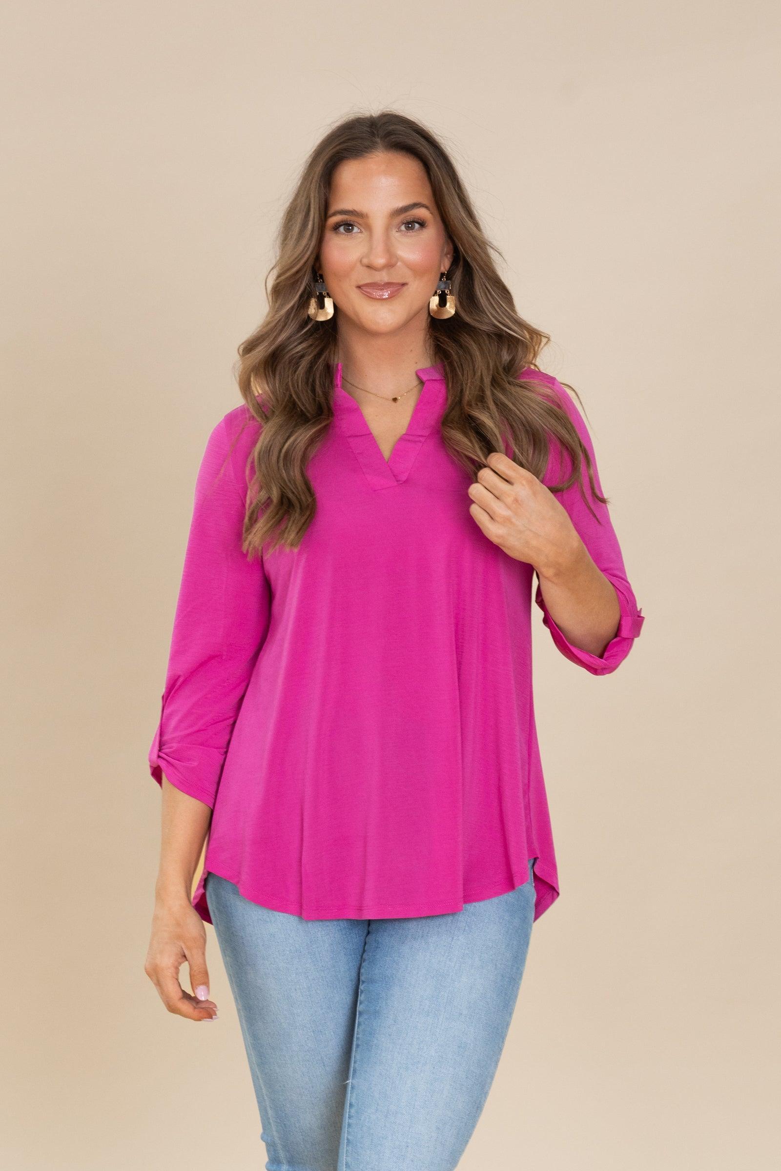 Lizzy Notch Neck Wrinkle Free Top Product Image