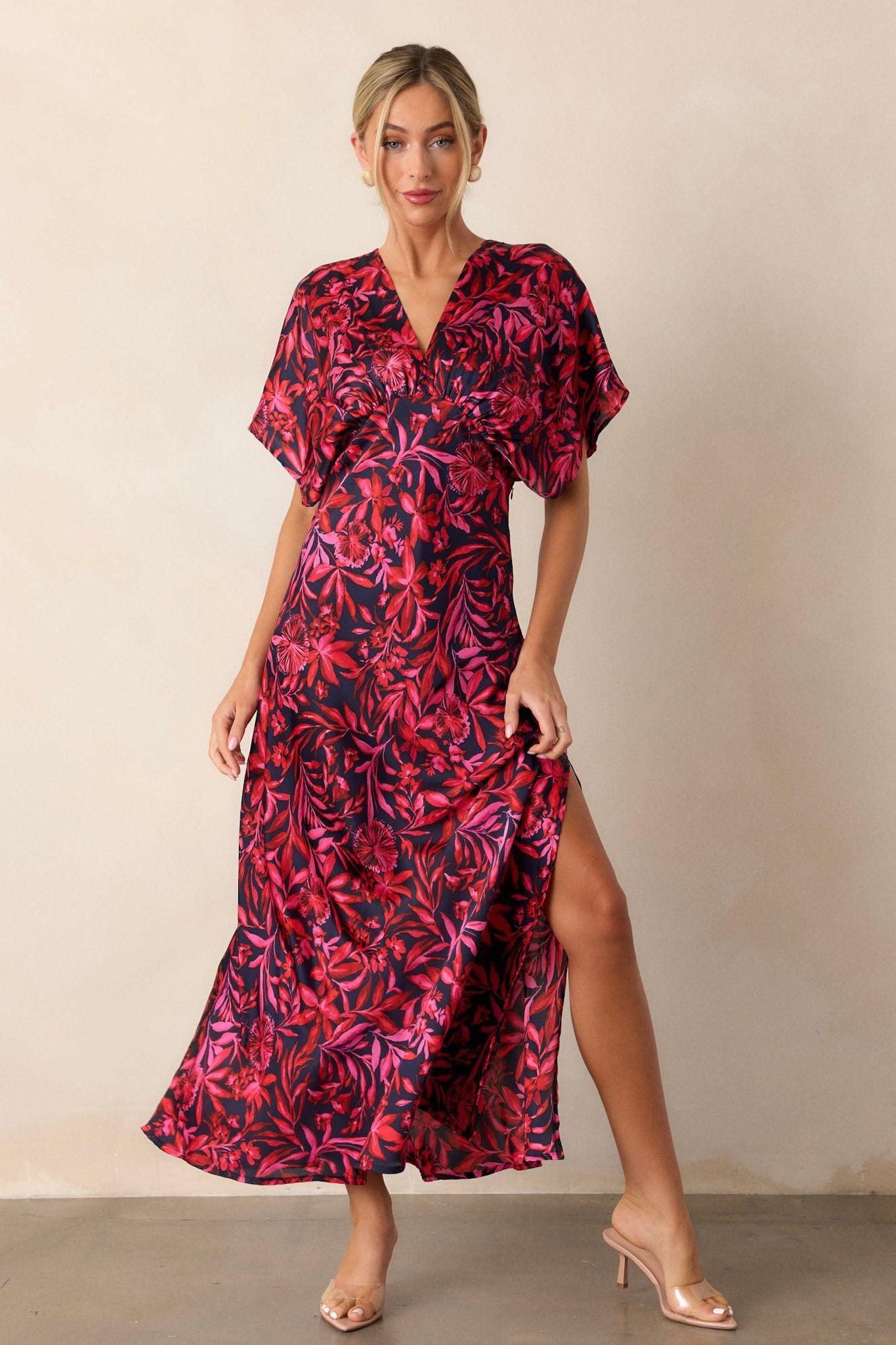 The Lilian Fuchsia Pink Floral Maxi Dress Product Image