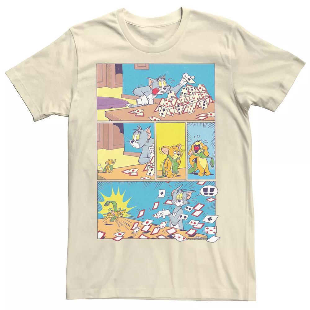 Men's Tom And Jerry House Of Cards Comic Strip Tee, Size: 3XL, Natural Product Image