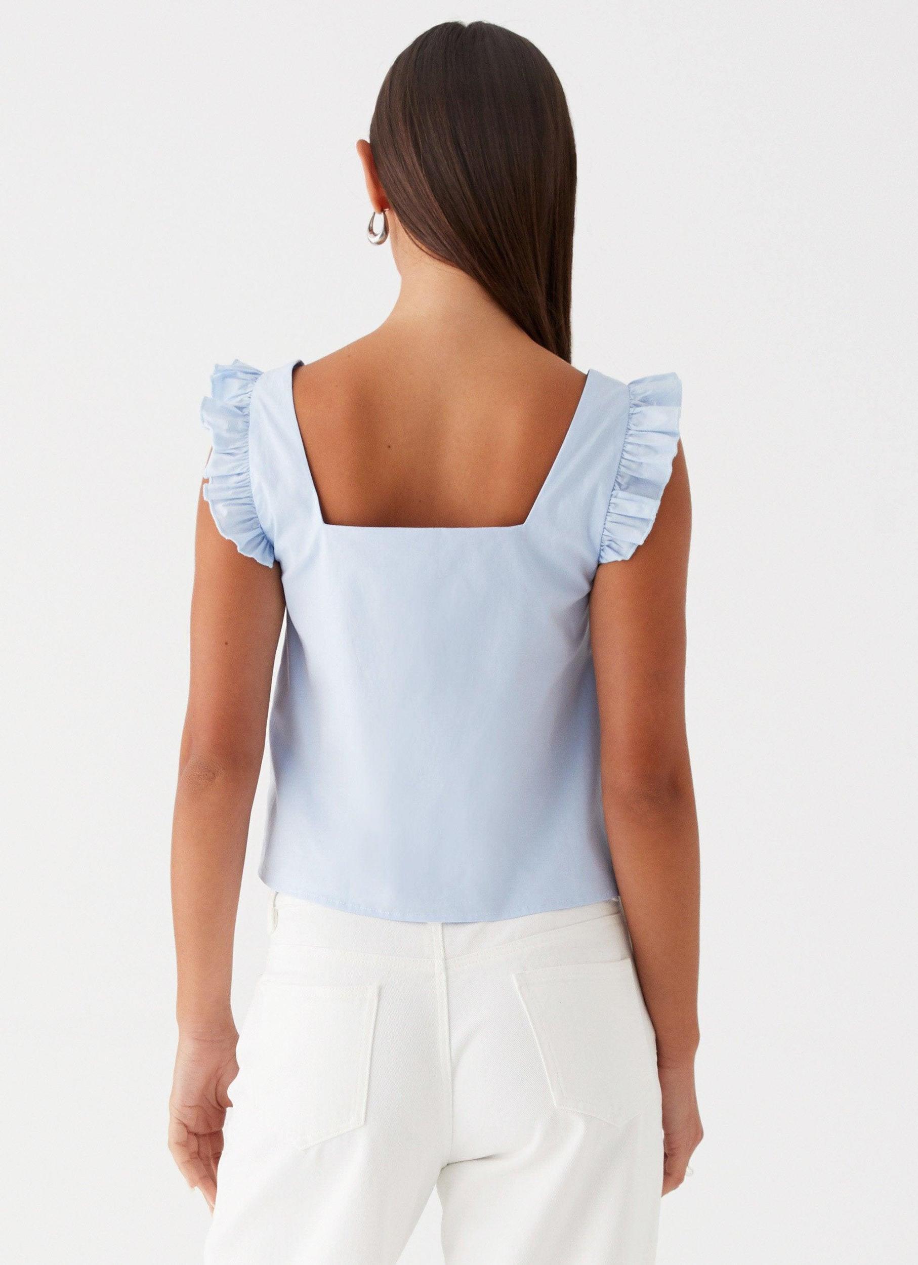 Kiani Tie Front Top - Blue Product Image