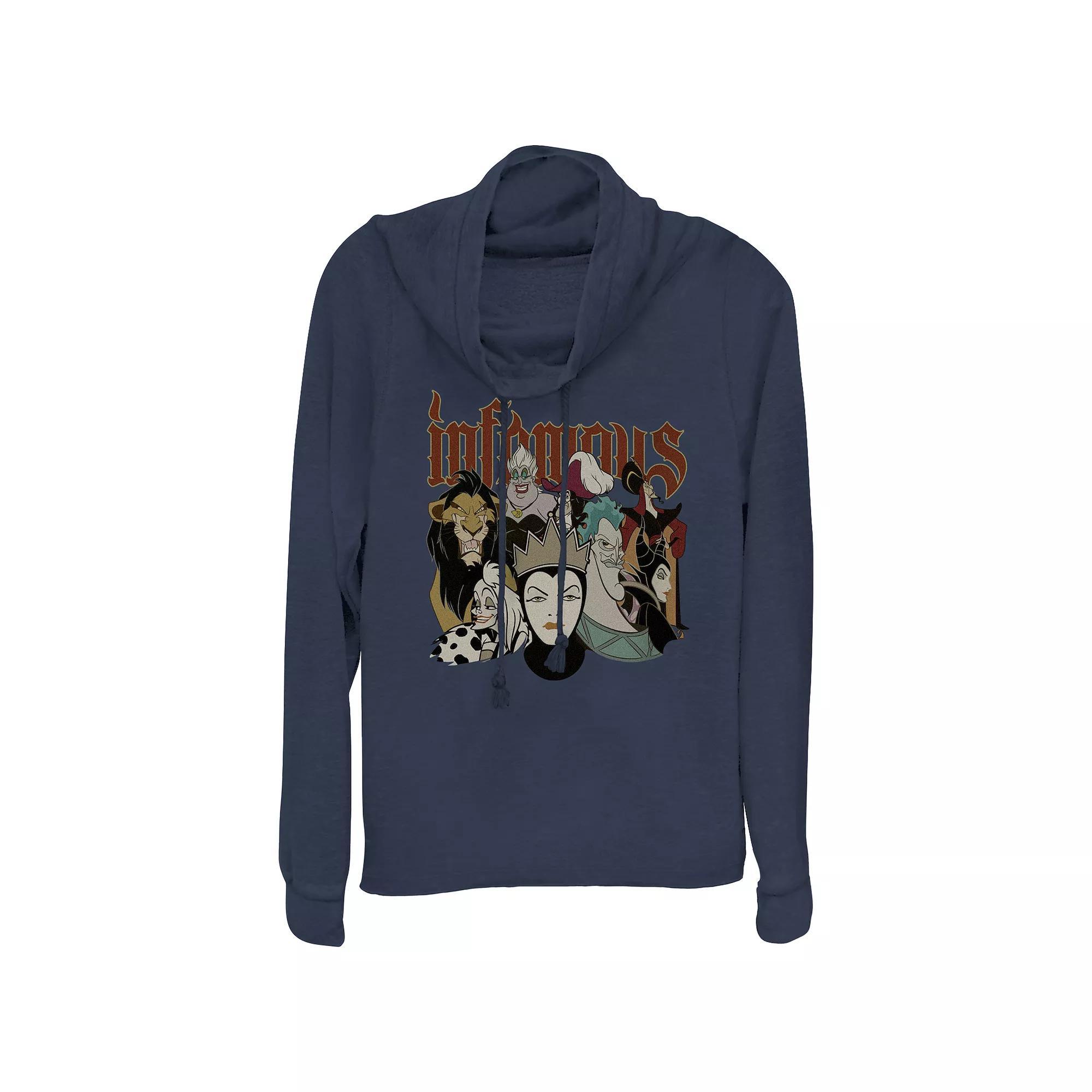 Disney Villains Infamous Characters Plus Size Cowlneck Graphic Lightweight Long Sleeve, Women's, Size: 1XL, Blue Product Image
