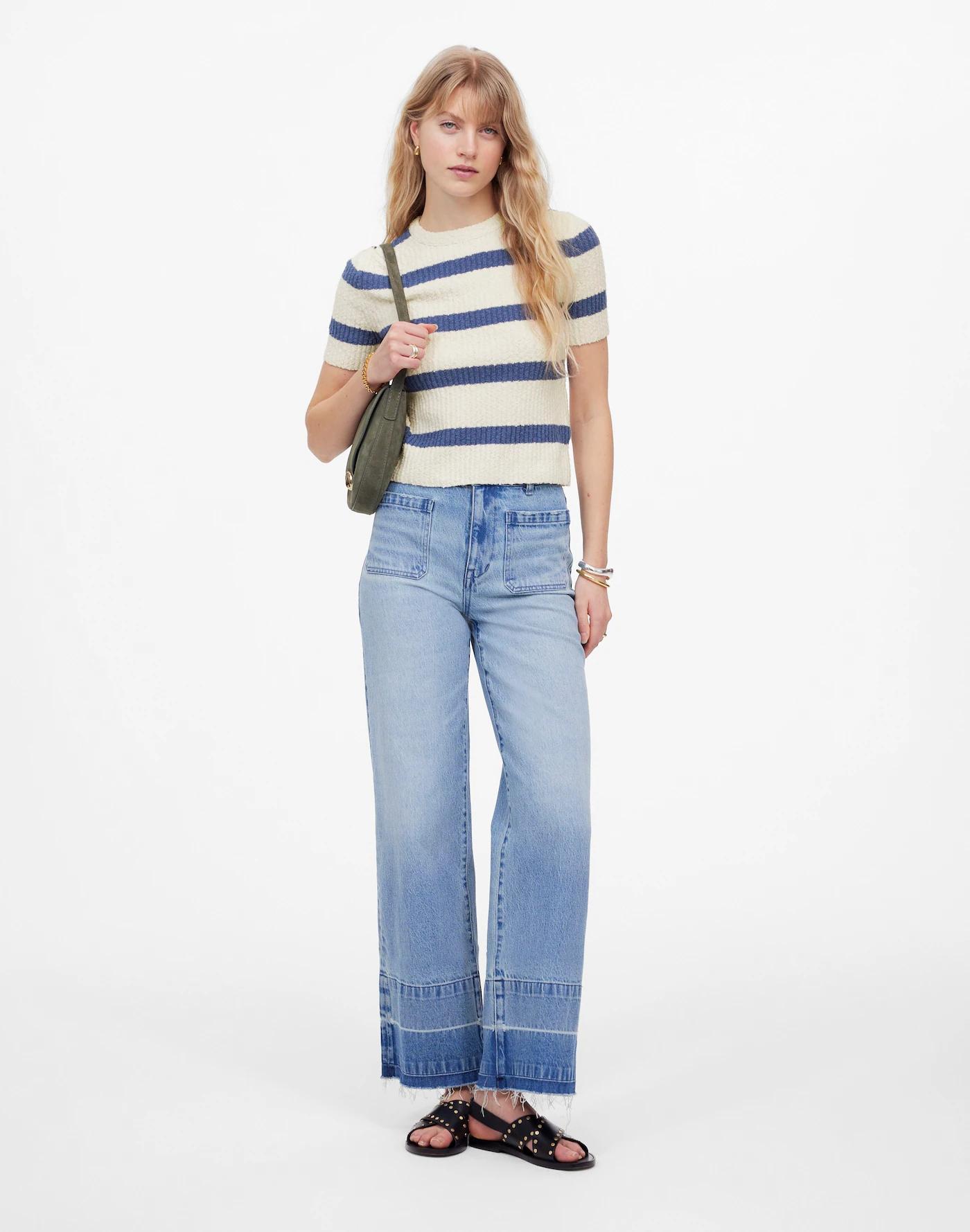 Bouclé-Knit Crewneck Sweater Tee Product Image