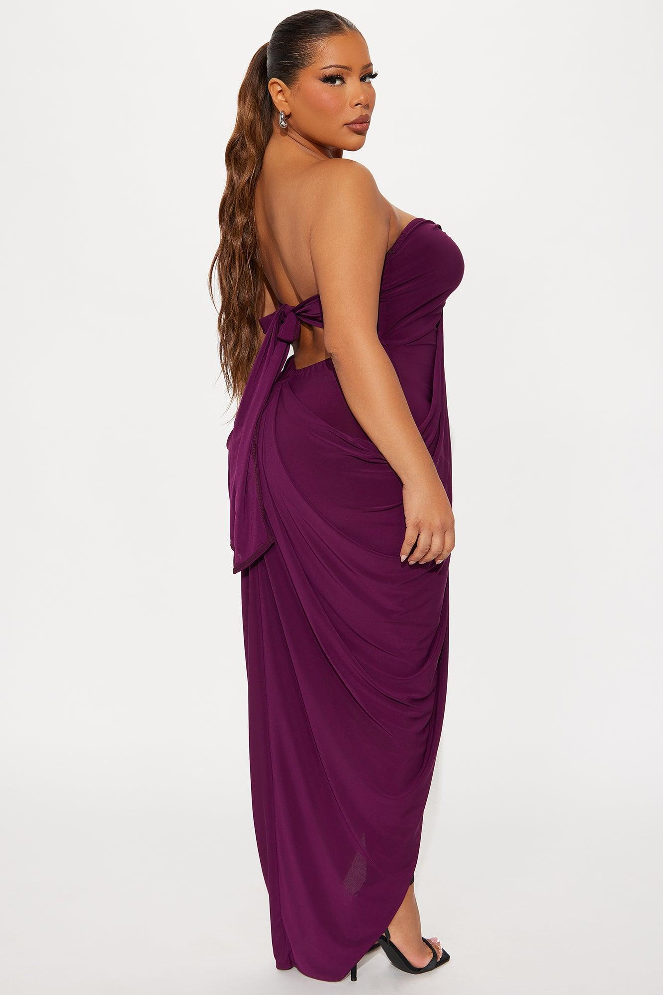 Wine And Dine Draped Maxi Dress - Plum Product Image