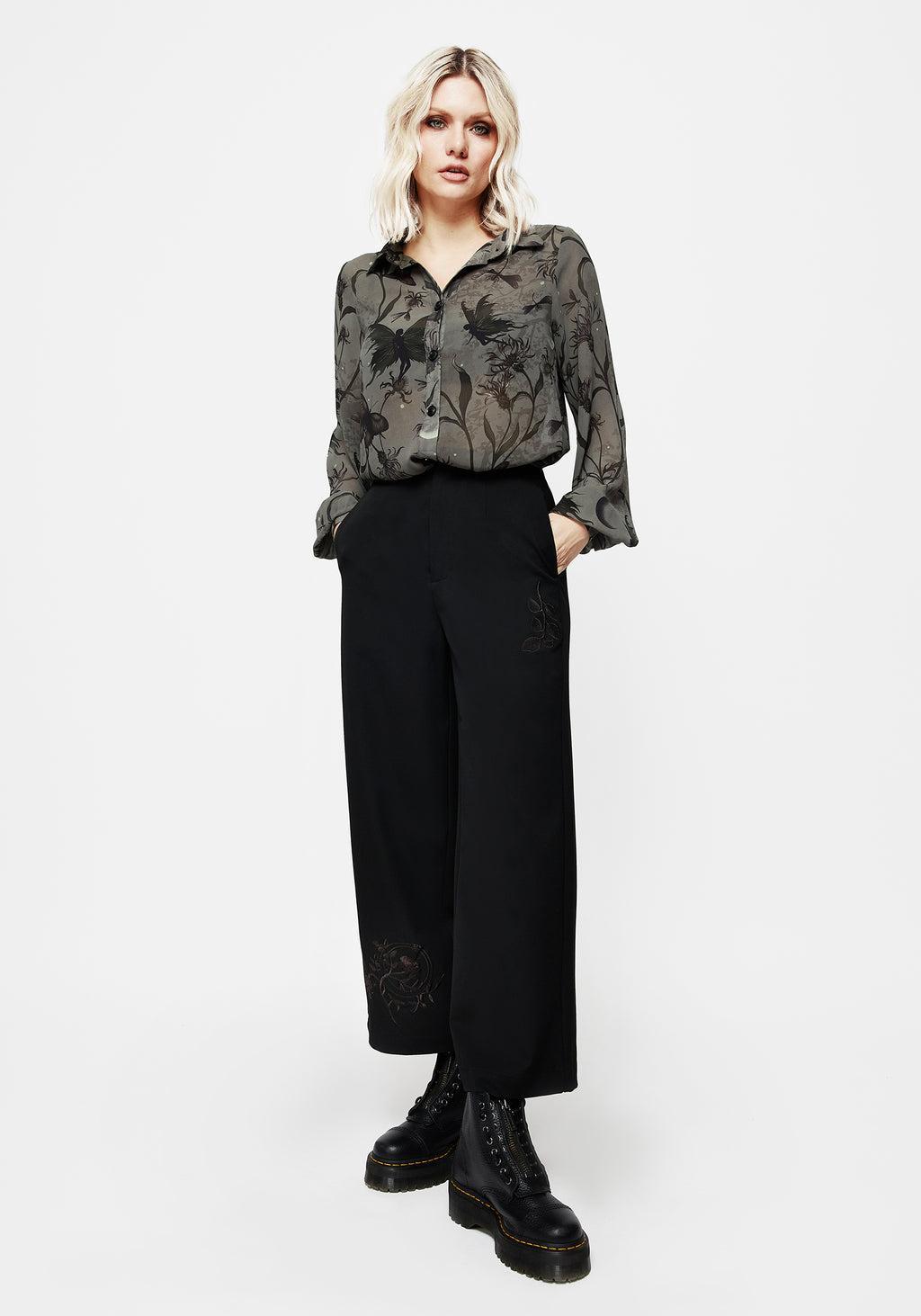 Amalthea Embroidered Tailored Wide Leg Trousers Product Image