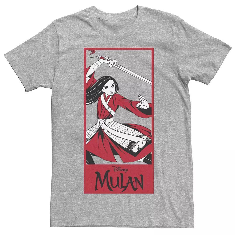 Disney's Mulan Action Pose Men's Panel Tee, Size: XXL, Athletic Grey Product Image