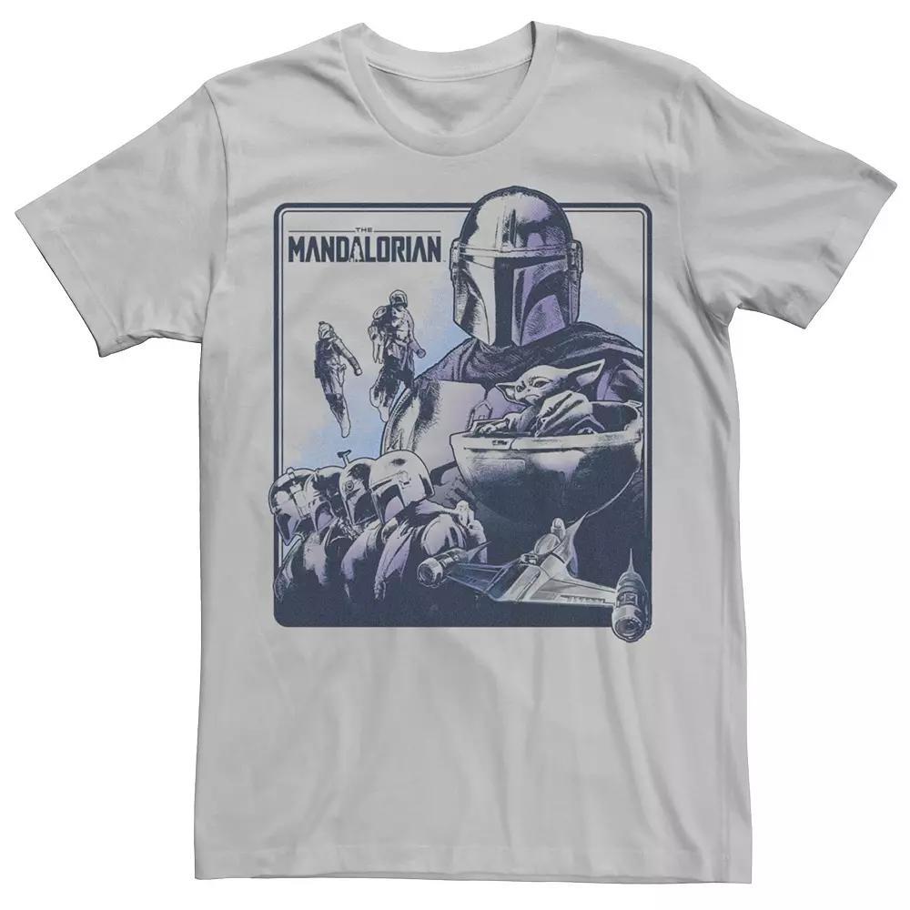 Men's Star Wars The Mandalorian Characters Collage Tee, Size: XS, Silver Product Image