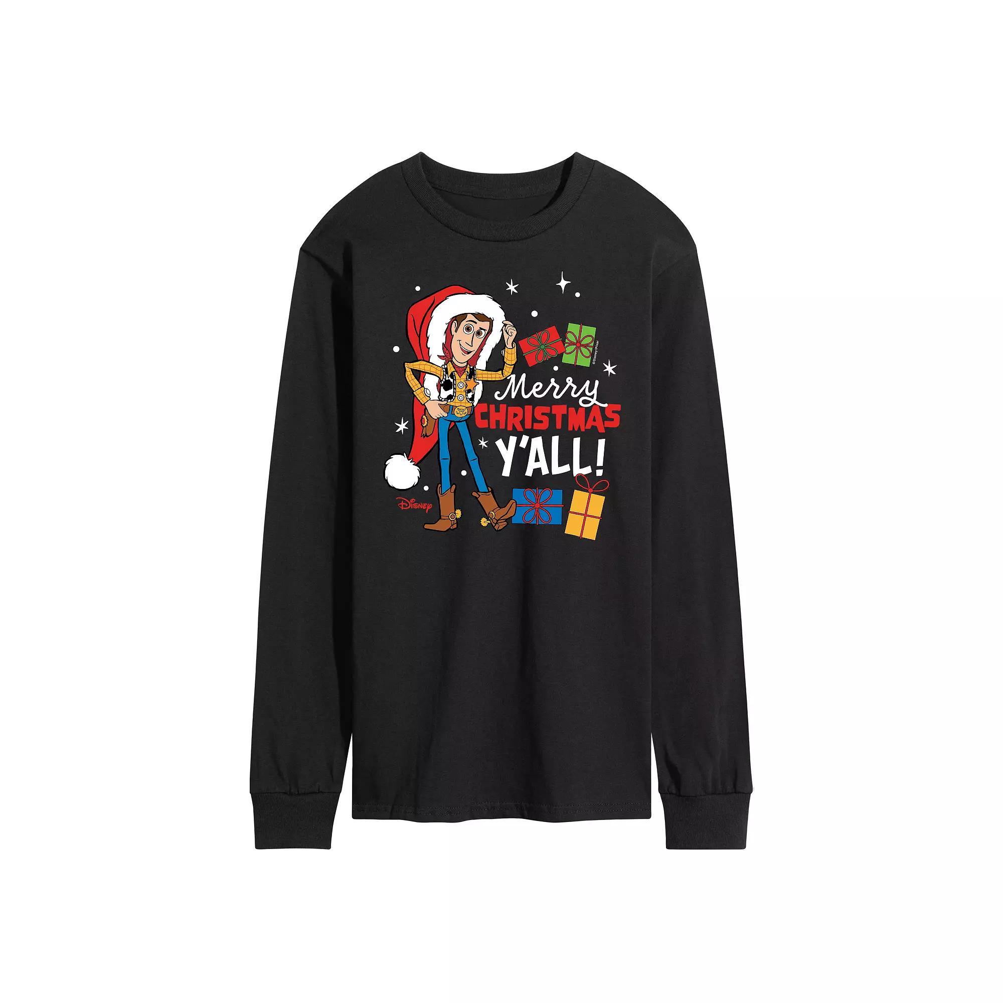 Disney / Pixars Toy Story 4 Woody Mens Merry Christmas Yall Long Sleeve Graphic Tee Product Image