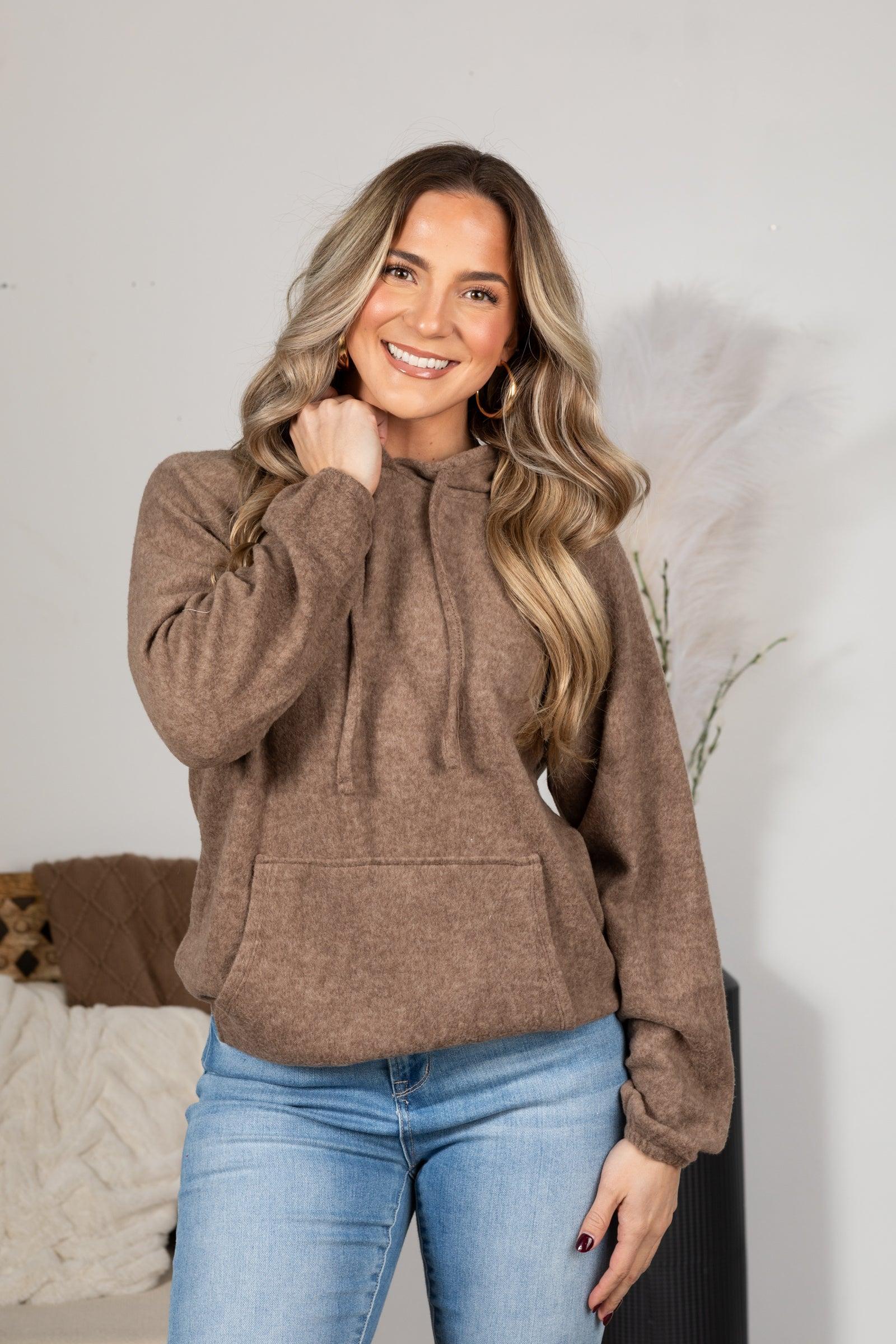 Brushed Hacci Melange Hoodie Sweater Product Image