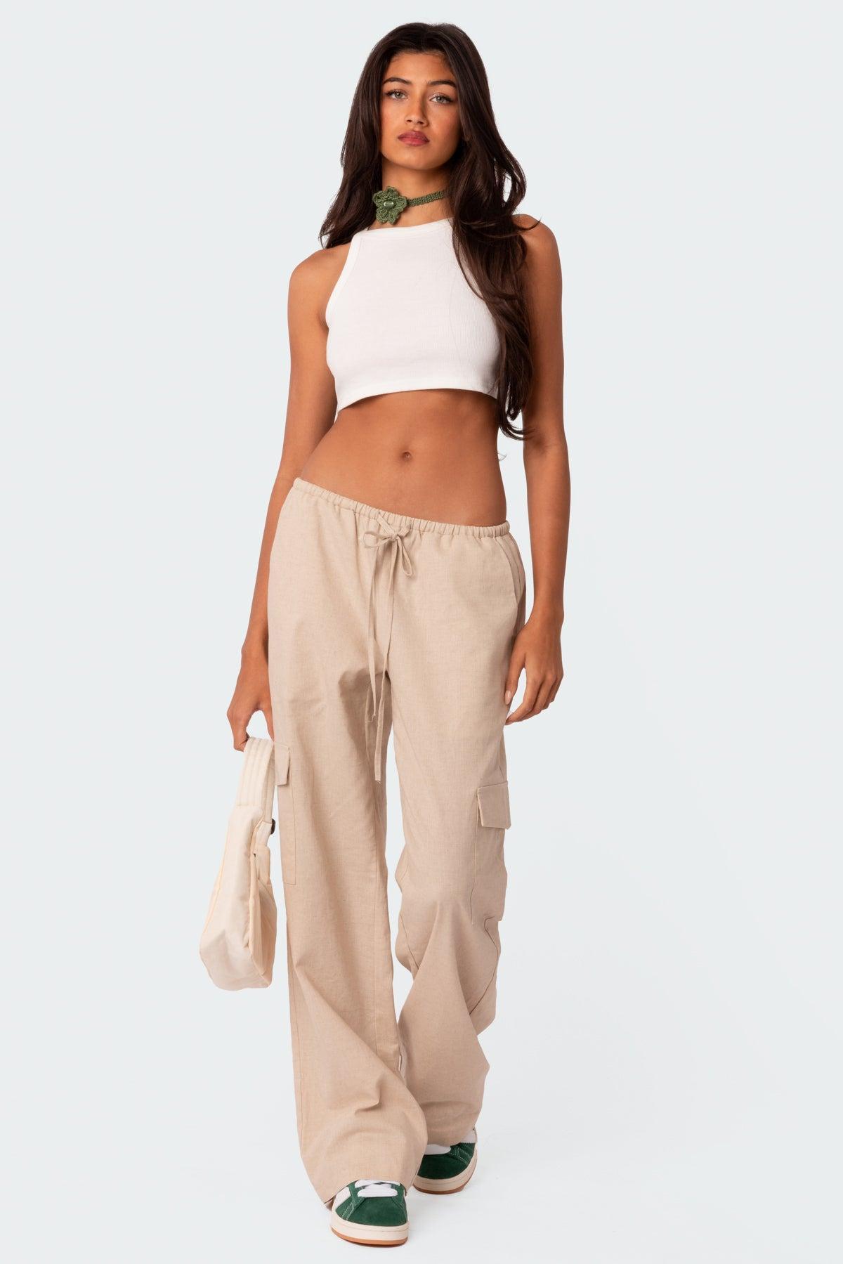 Lyric Linen Look Cargo Pants Product Image