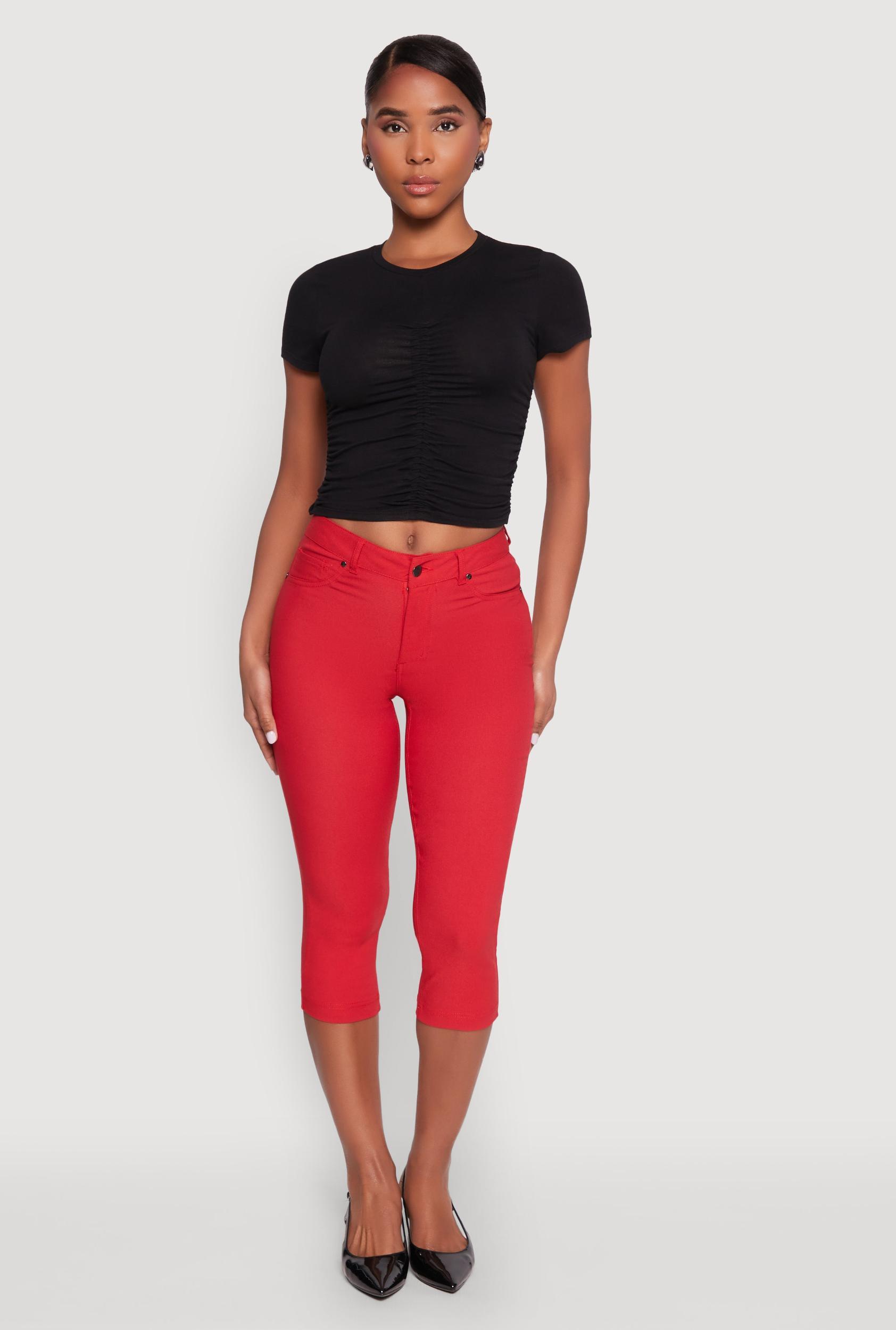 Womens Ruched Crew Neck Cropped Tee Product Image
