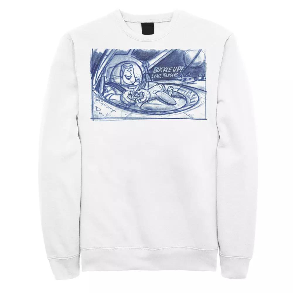 Disney / Pixar's Toy Story Buzz Lightyear Men's "Buckle Up" Sketch Sweatshirt, Size: Medium, White Product Image