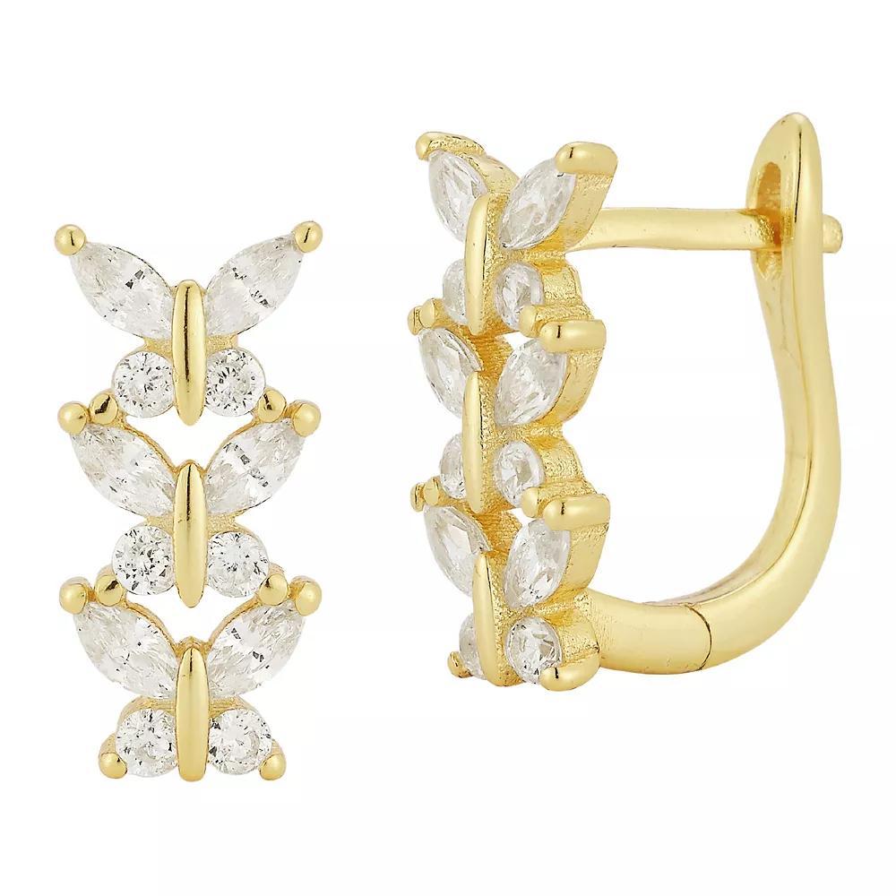 Sunkissed Sterling Cubic Zirconia Multi Butterfly Earrings, Women's, Gold Tone Product Image