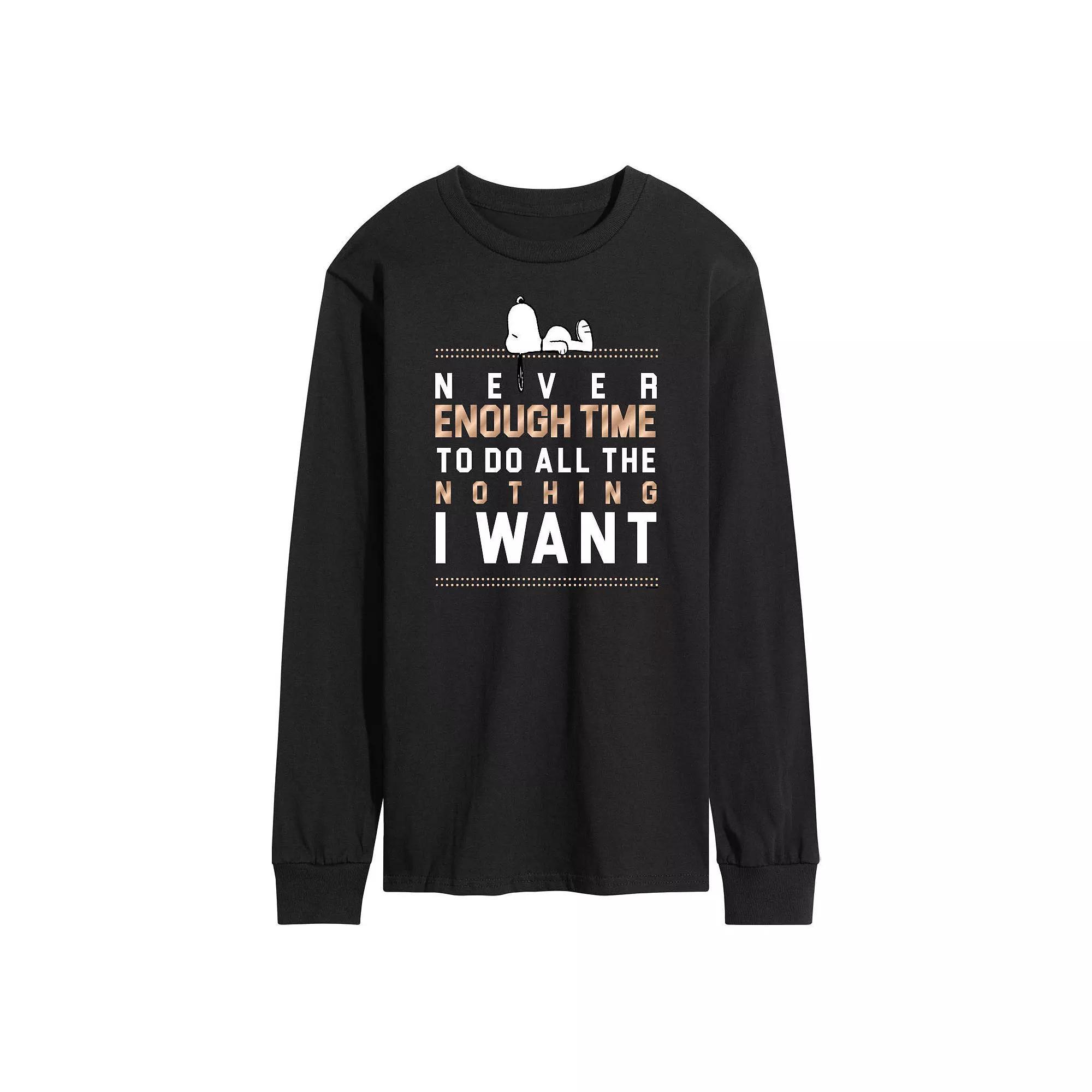 Mens Peanuts Enough Time Long Sleeve Graphic Tee Blue Product Image
