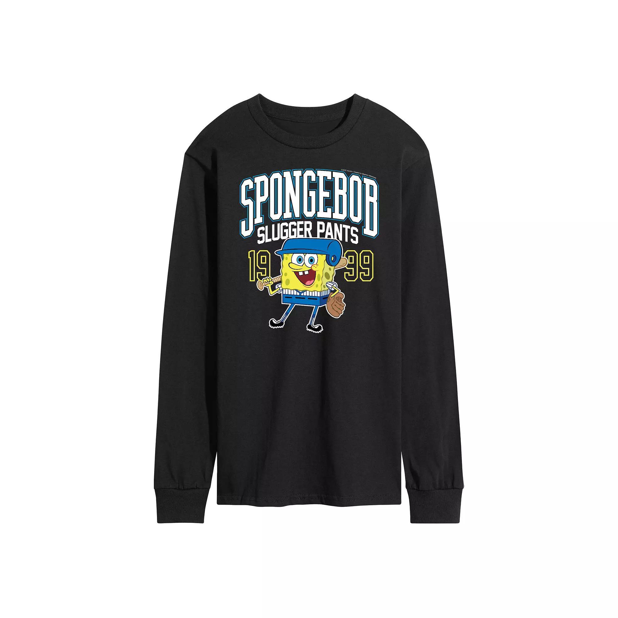 Mens Nickelodeon SpongeBob SquarePants Slugger Pants Long Sleeve Graphic Tee Blue Product Image