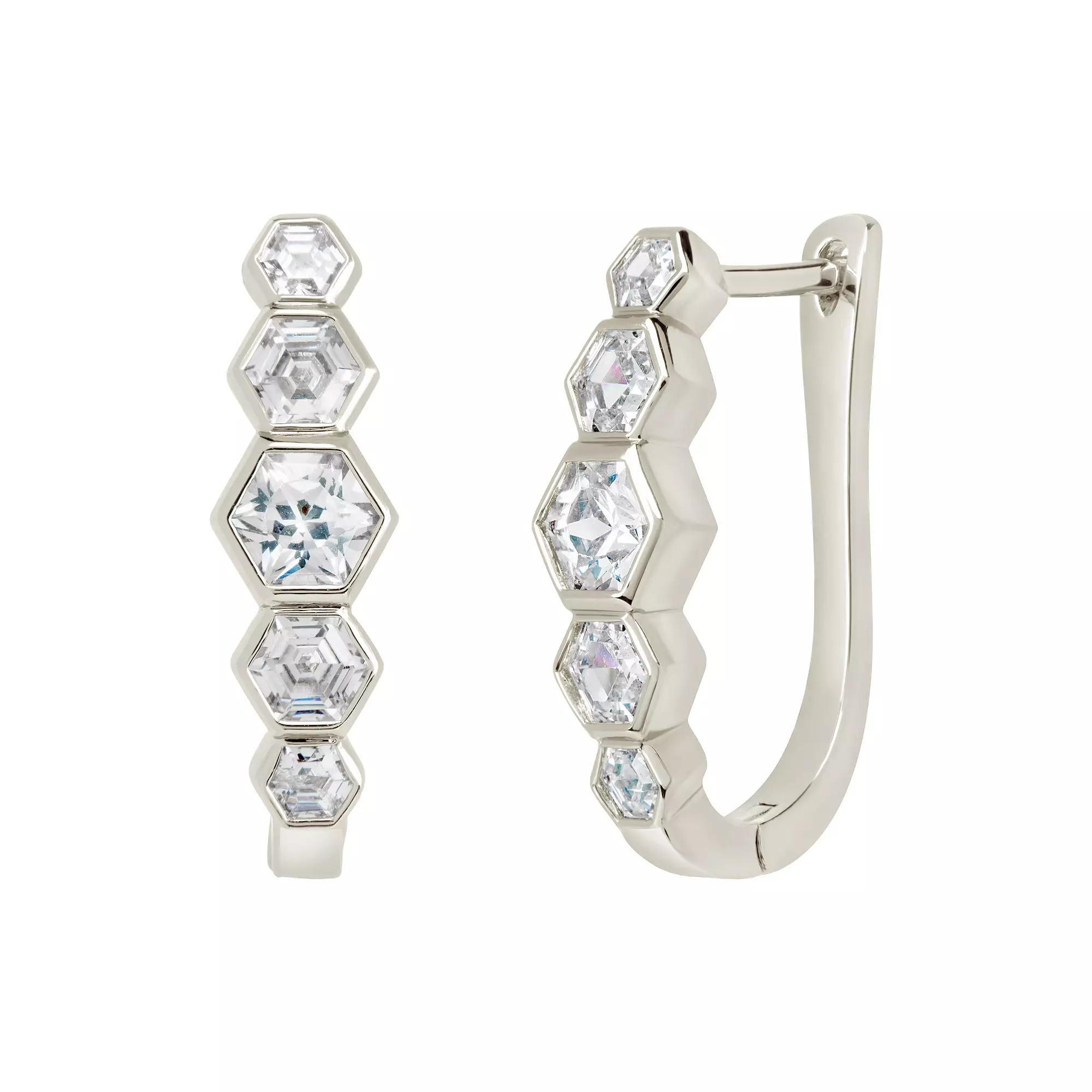 MC Collective Hexagon Cubic Zirconia Hoop Earrings, Womens, Gold Tone Product Image