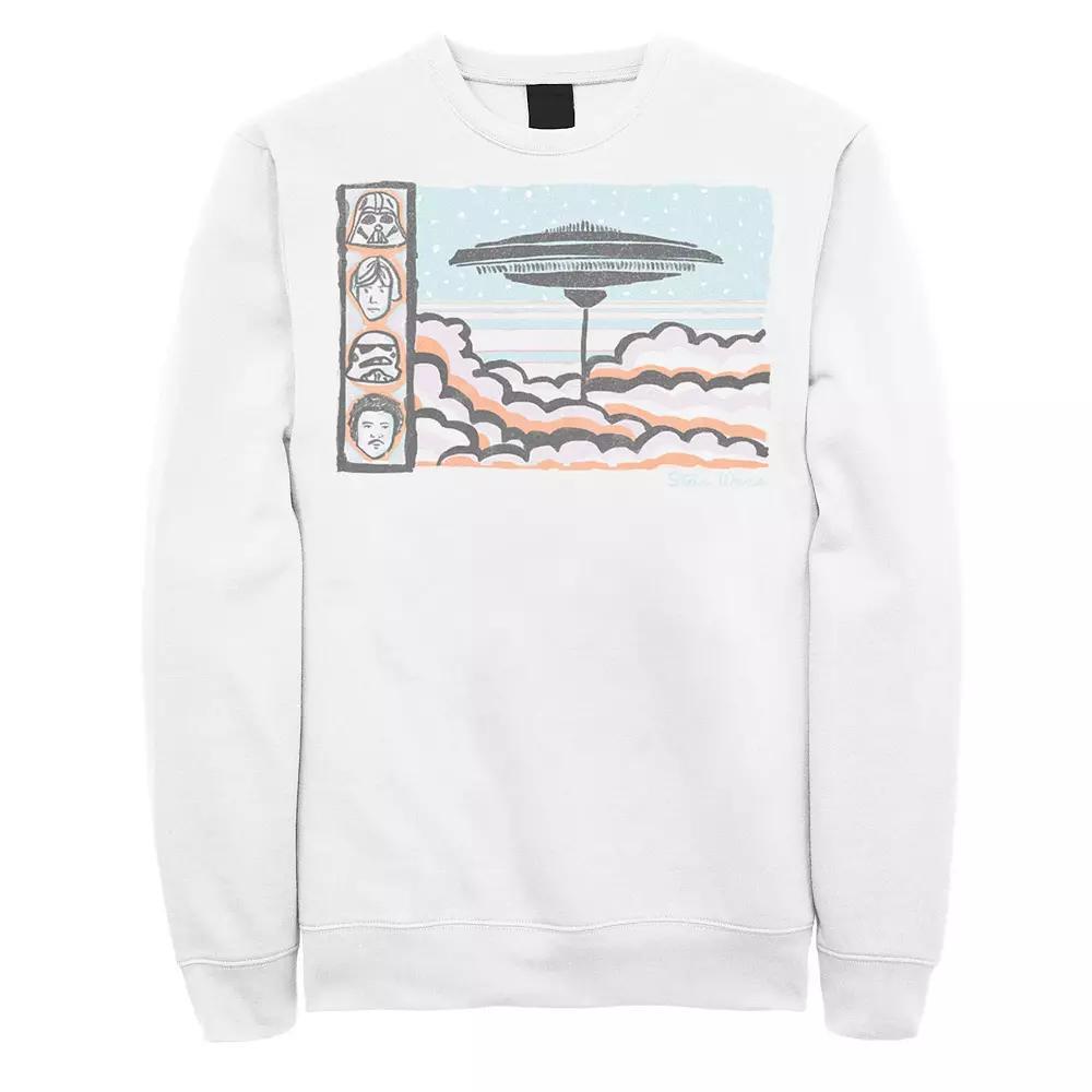 Men's Star Wars Millennium Falcon Water Color Sketch Poster Sweatshirt, Size: Large, White Product Image