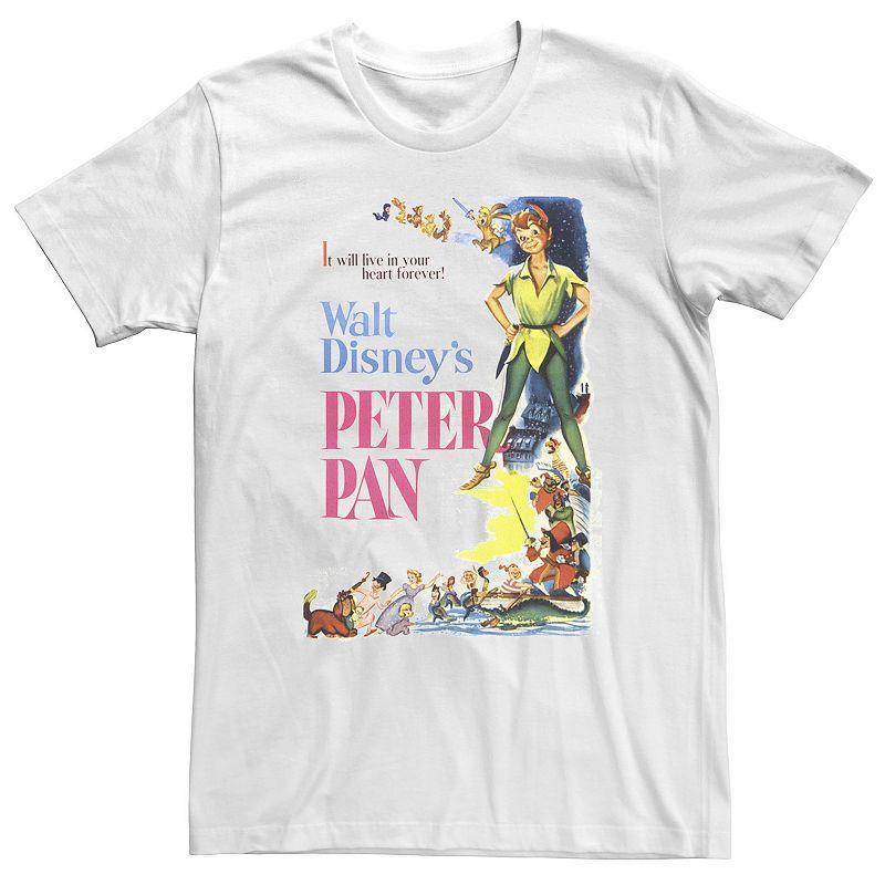 Big & Tall Disney Peter Pan Vintage Cartoon Poster Tee, Men's, Size: 4XL Tall, White Product Image