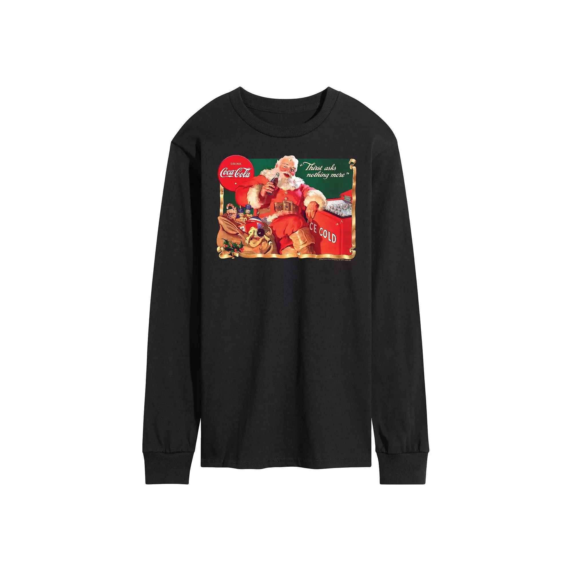 Mens CocaCola Vintage Santa Long Sleeve Graphic Tee Product Image