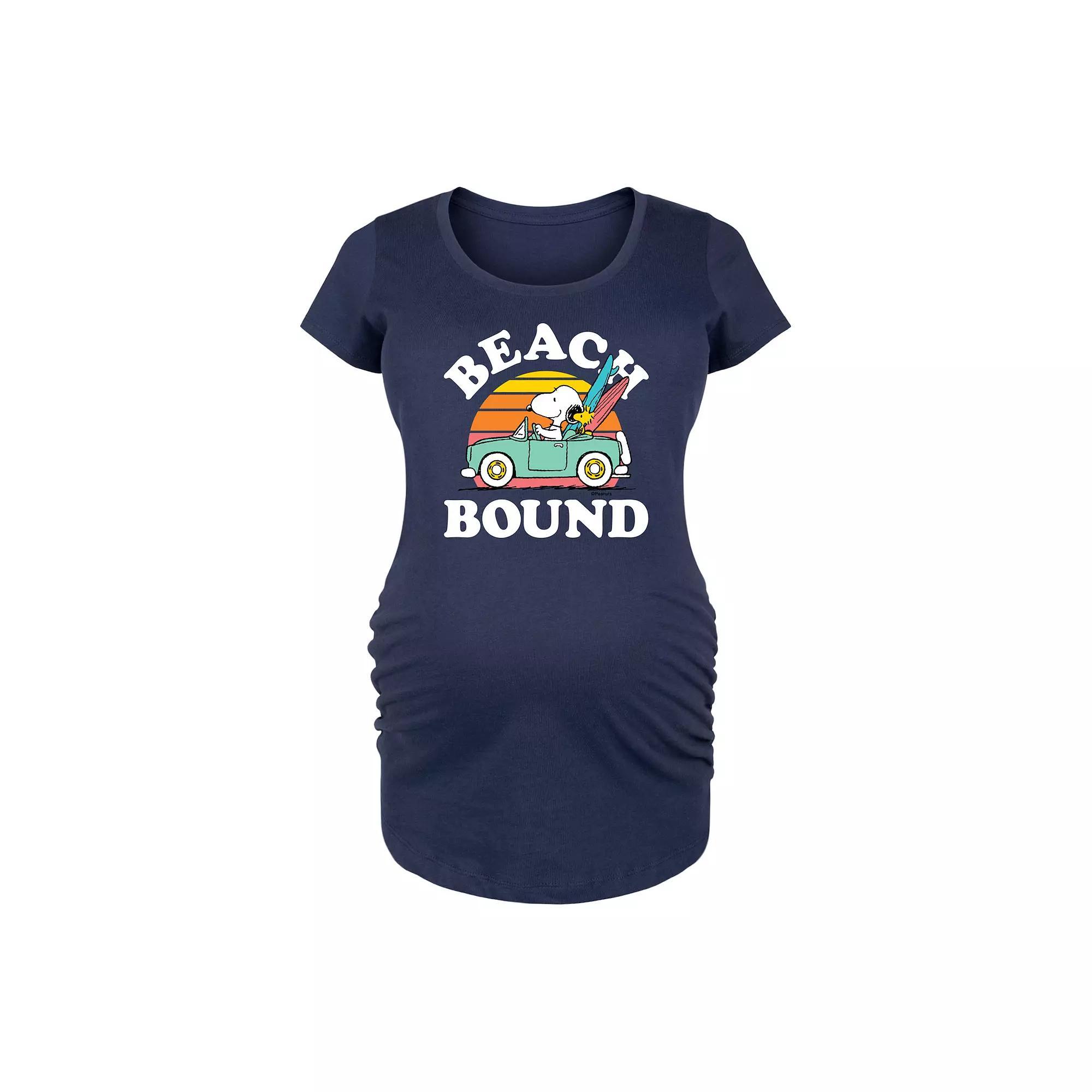Maternity Peanuts Snoopy & Woodstock Beach Bound Graphic Tee, Women's, Size: XL-Mat, Grey Gray Product Image