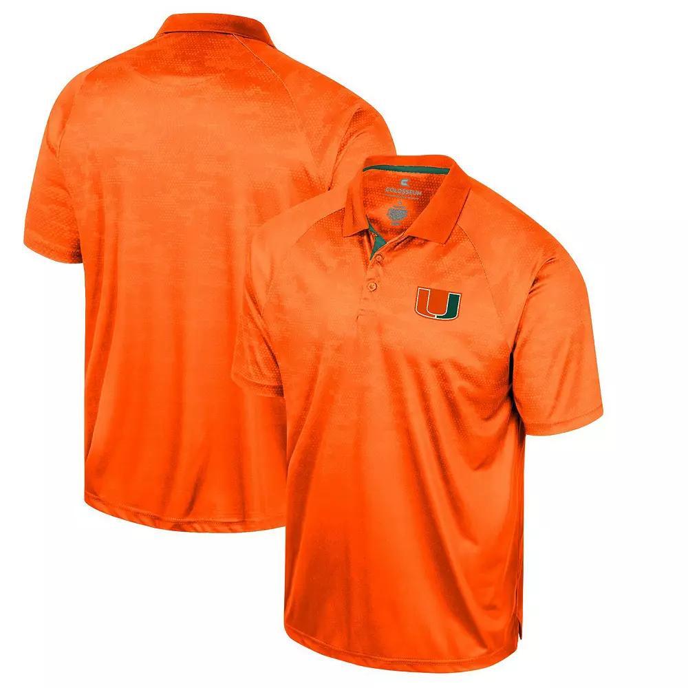 Men's Colosseum Orange Miami Hurricanes Honeycomb Raglan Polo, Size: Large Product Image