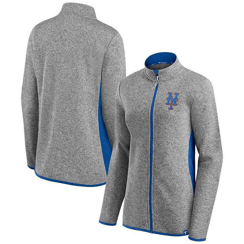 Womens Fanatics Branded Heathered Charcoal New York Mets Primary Logo Fleece Full-Zip Jacket Product Image