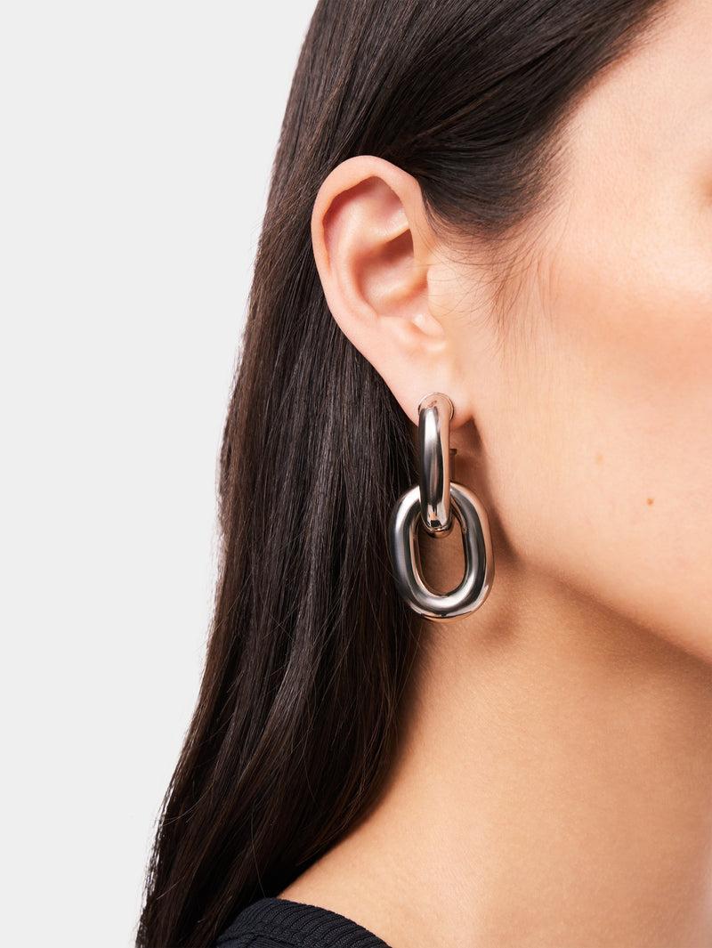 Silver Double XL Link Earrings Product Image