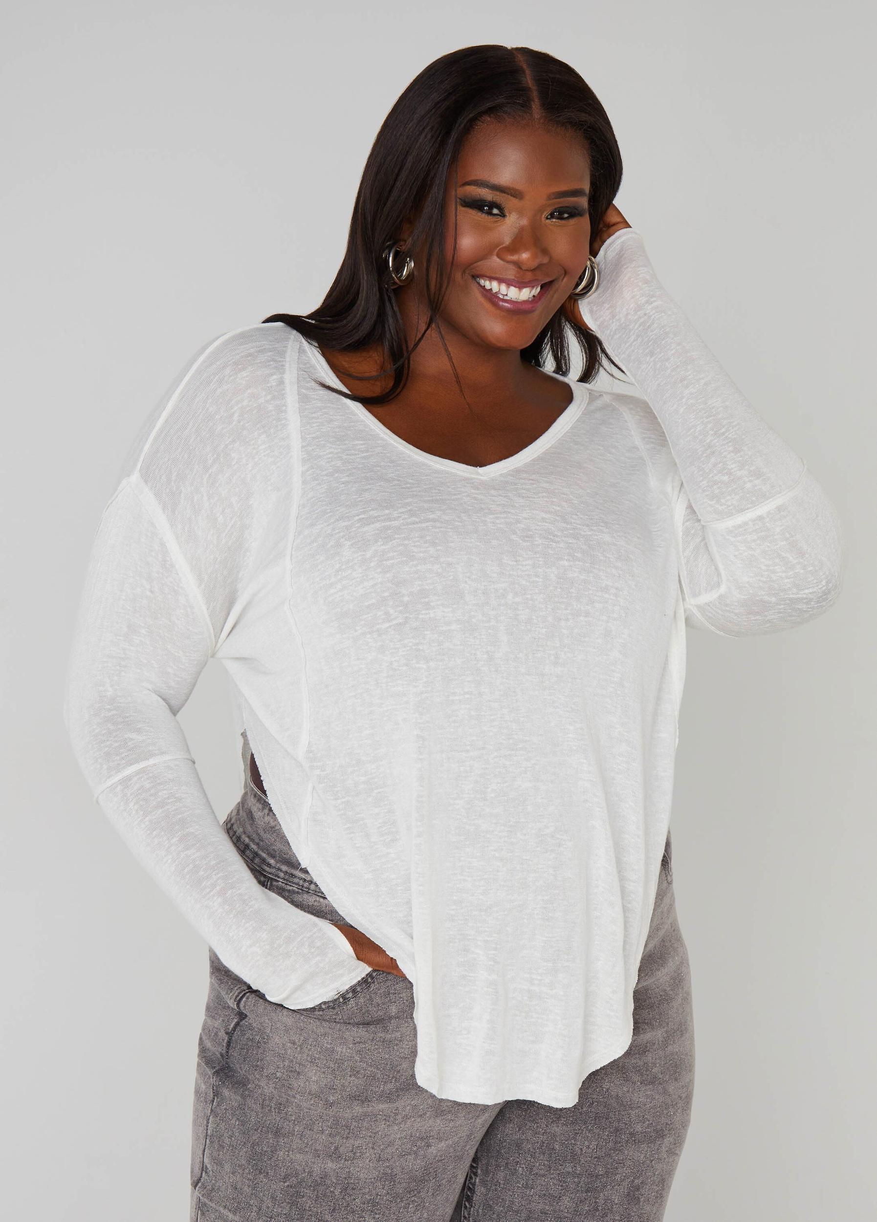 Slub Knit V Neck Top Product Image