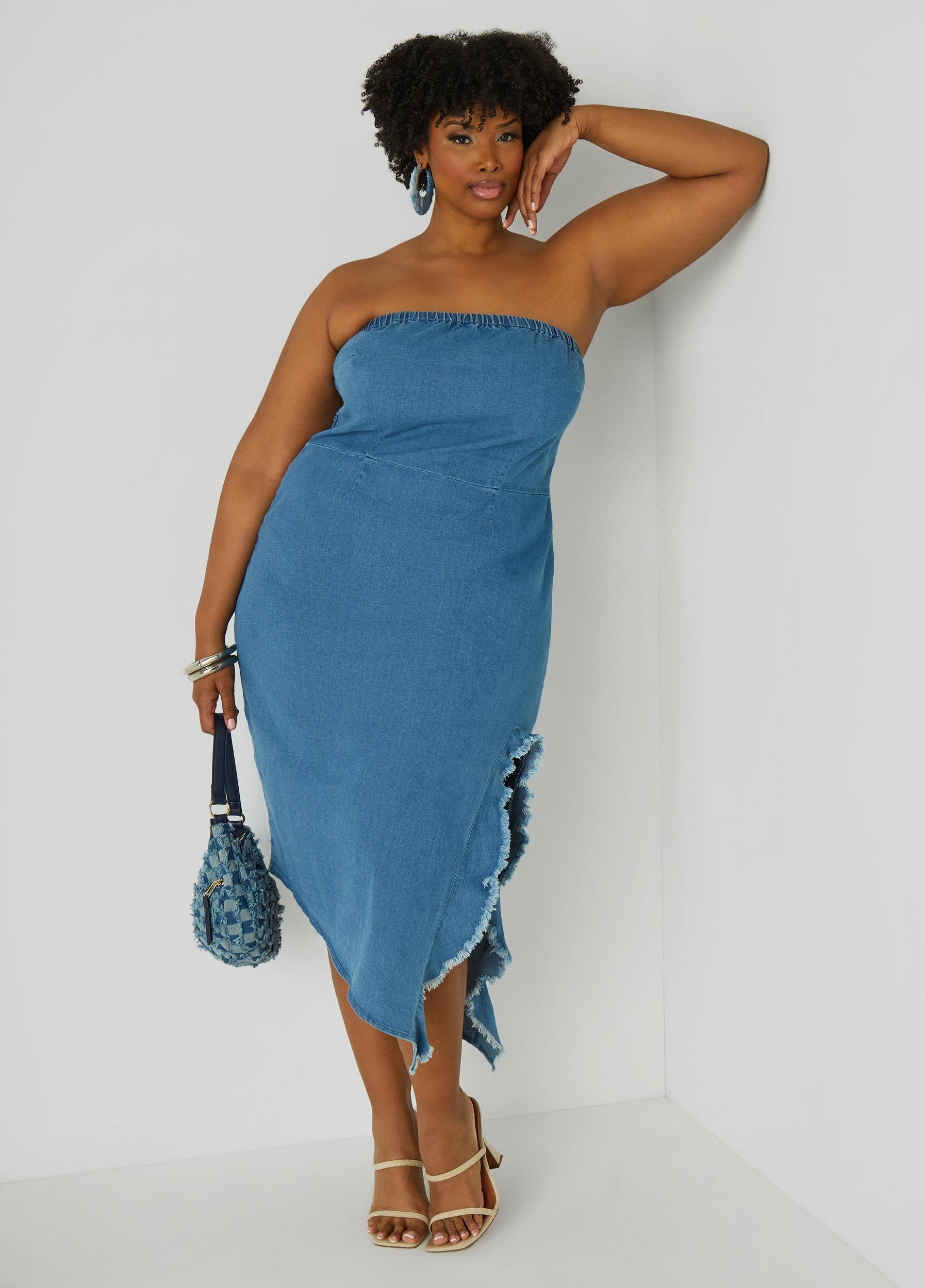 Strapless Denim Bodycon Dress Product Image