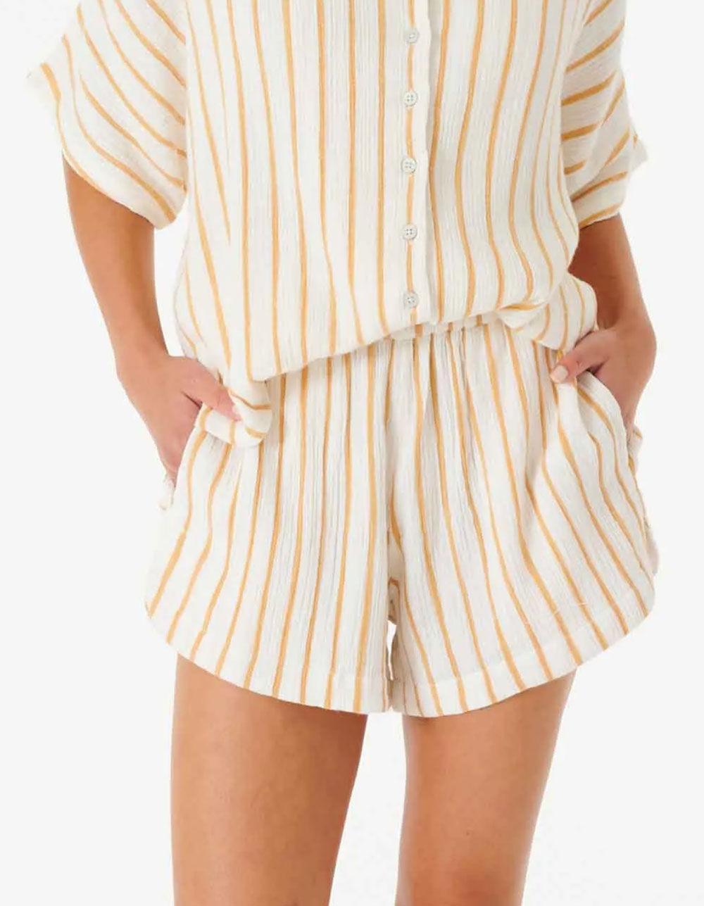 RIP CURL Premium Surf Stripe Womens Pull On Shorts - LT. GOLD Product Image