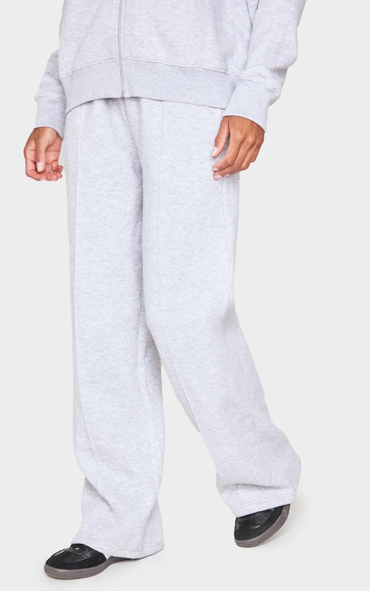 Ash Grey Straight Leg Seam Detail Sweatpants Product Image