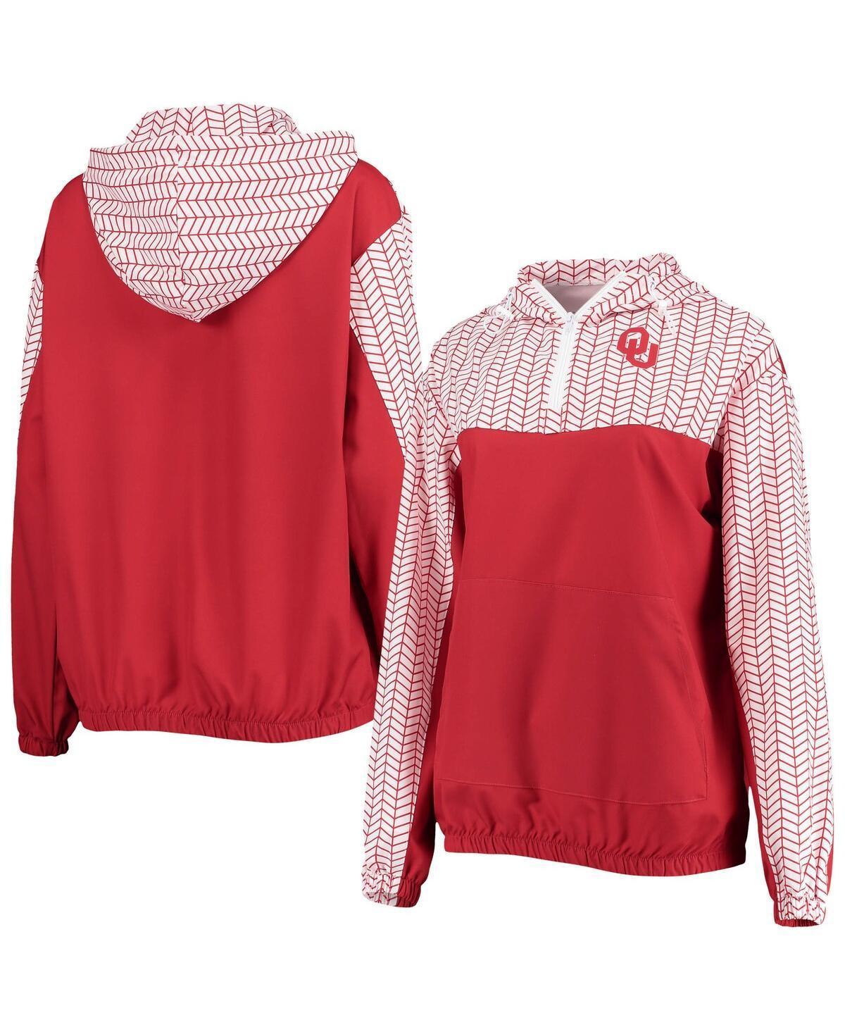 Women's ZooZatz Crimson Oklahoma Sooners Chevron Swishy Quarter-Zip Hoodie Jacket, Size: Medium, Red Product Image