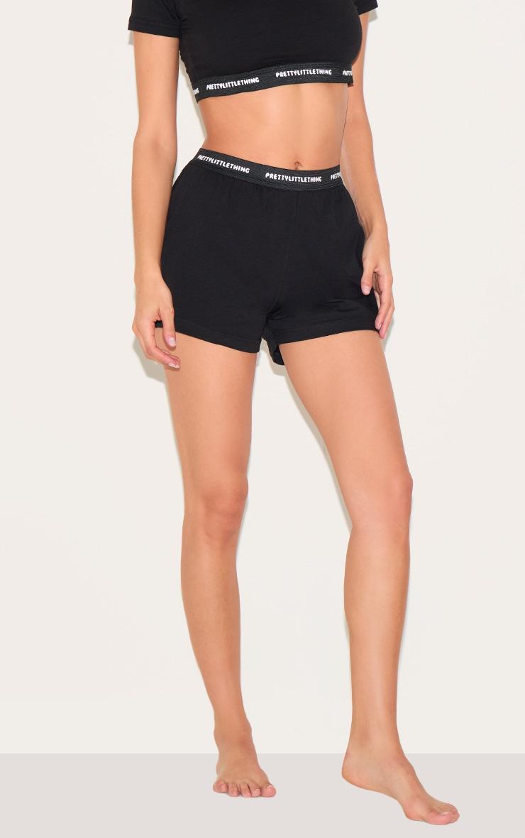 PRETTYLITTLETHING Black Tape PJ Shorts Product Image