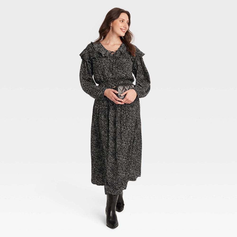 Women's Long Sleeve Ruffle Maxi A-Line Dress - Universal Thread™ Product Image