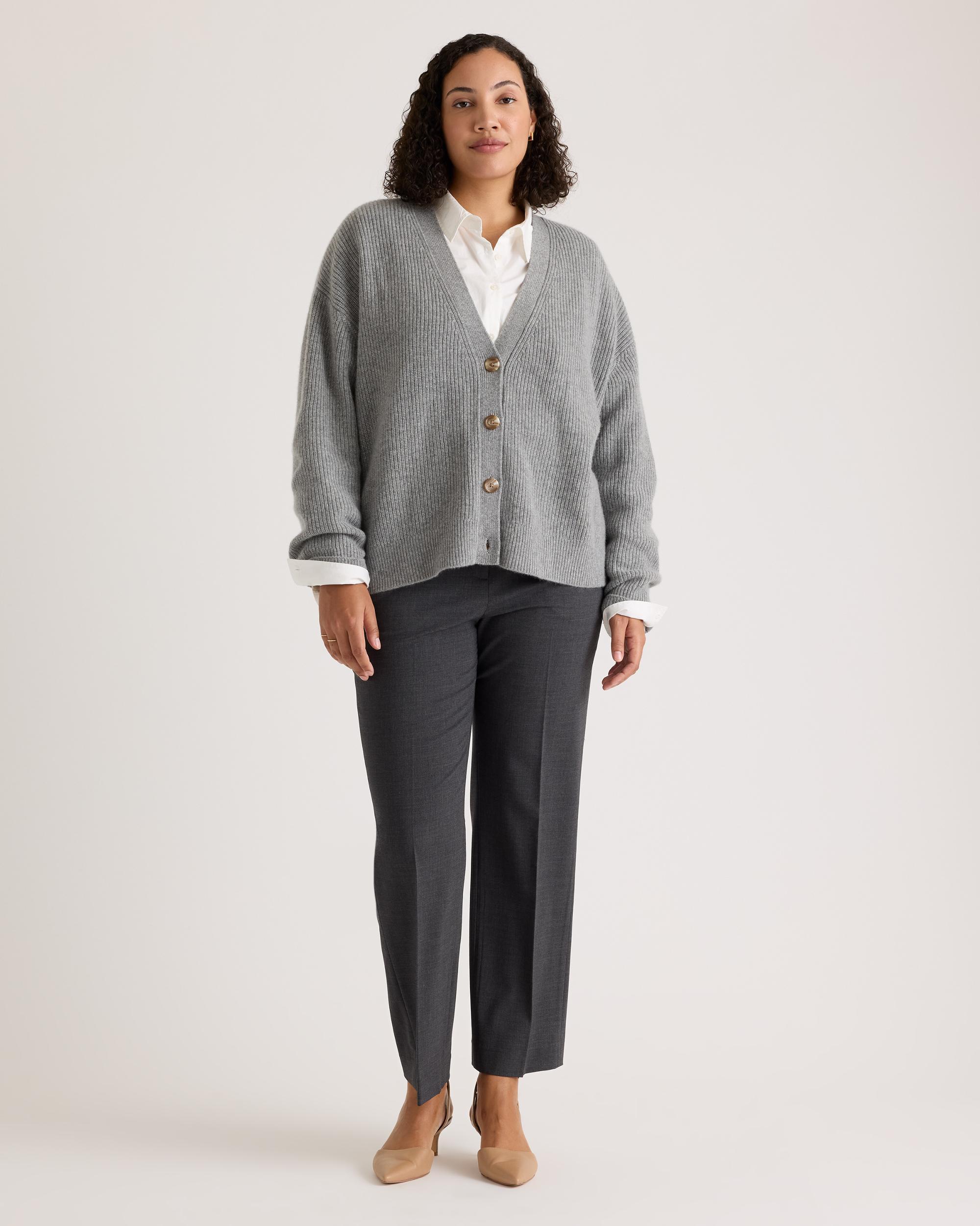 Quince | Women's Mongolian Cashmere Fisherman Boxy Cropped Cardigan Sweater Size XS Product Image